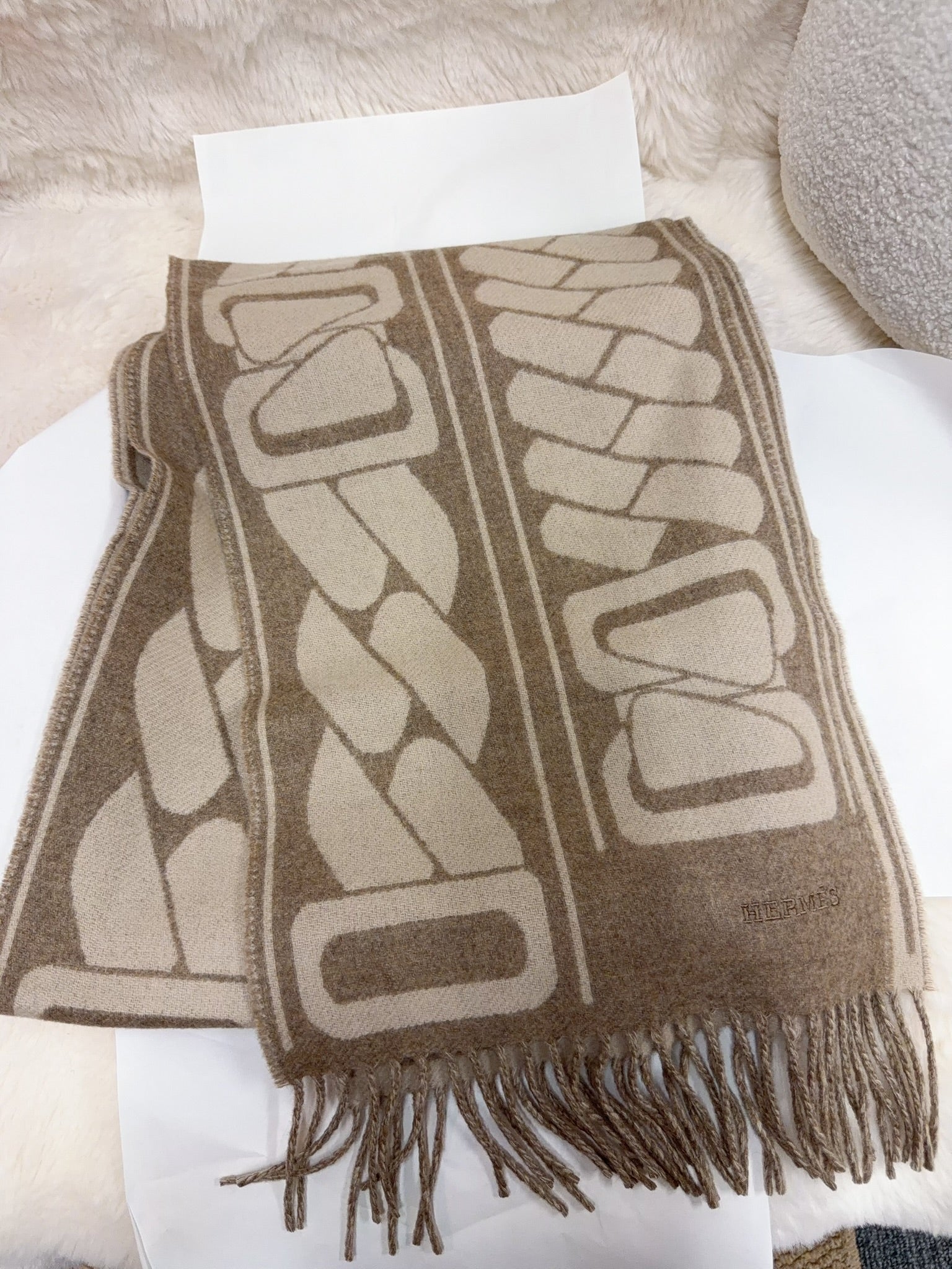 Hermès Fringed Scarf
