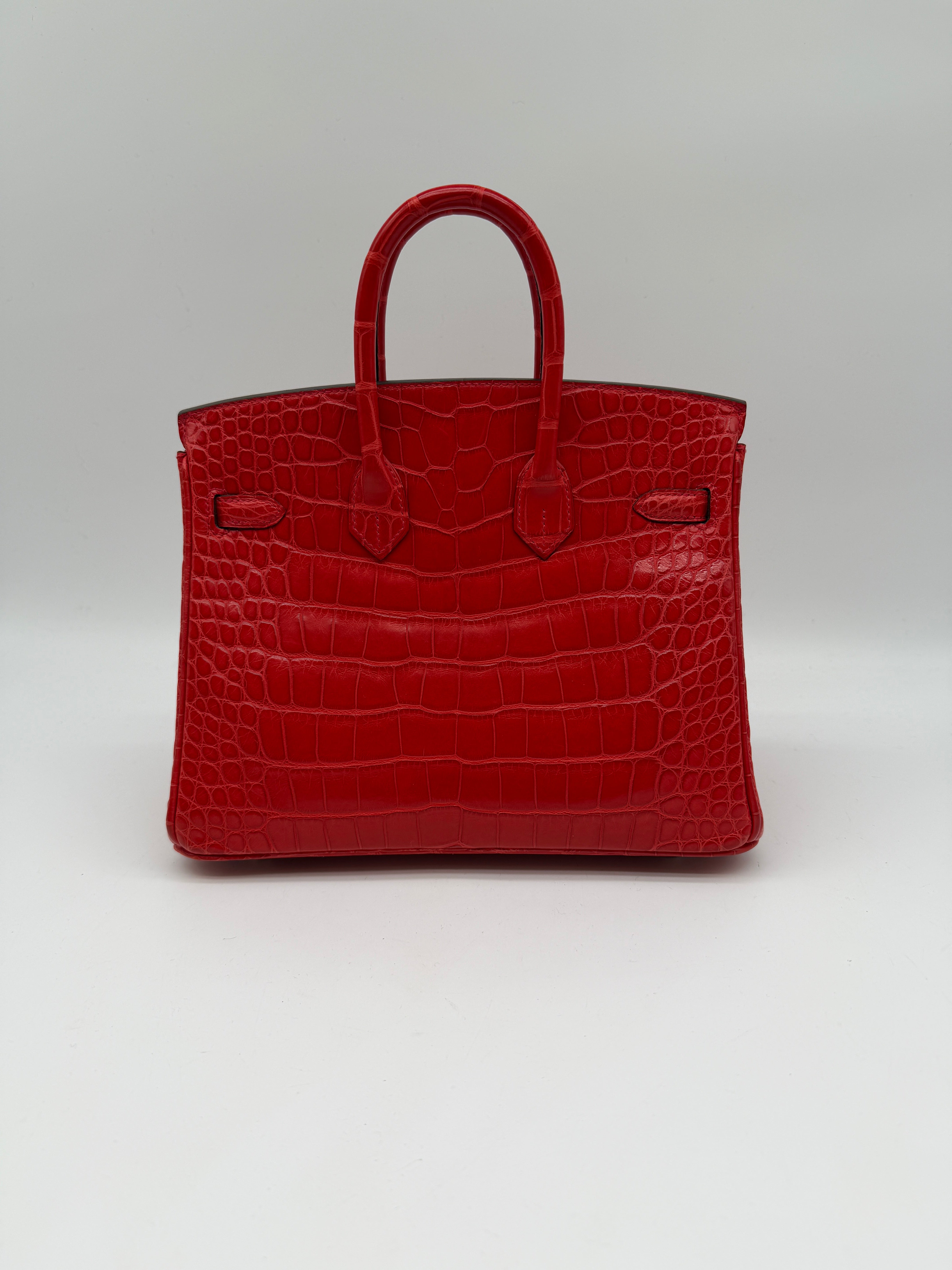 Hermès Birkin 25 Geranium Matte Alligator Palladium Hardware