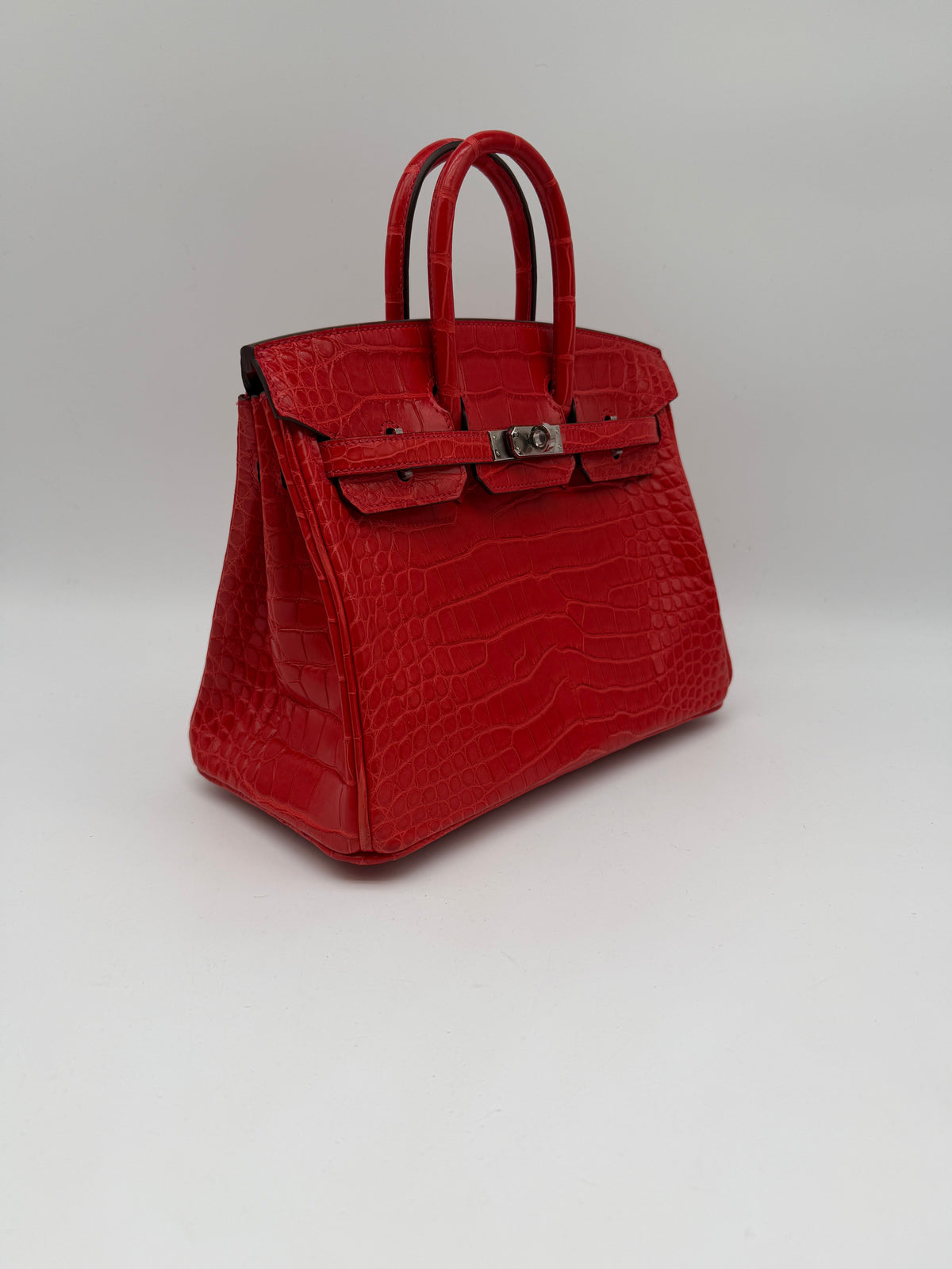 Hermès Birkin 25 Geranium Matte Alligator Palladium Hardware