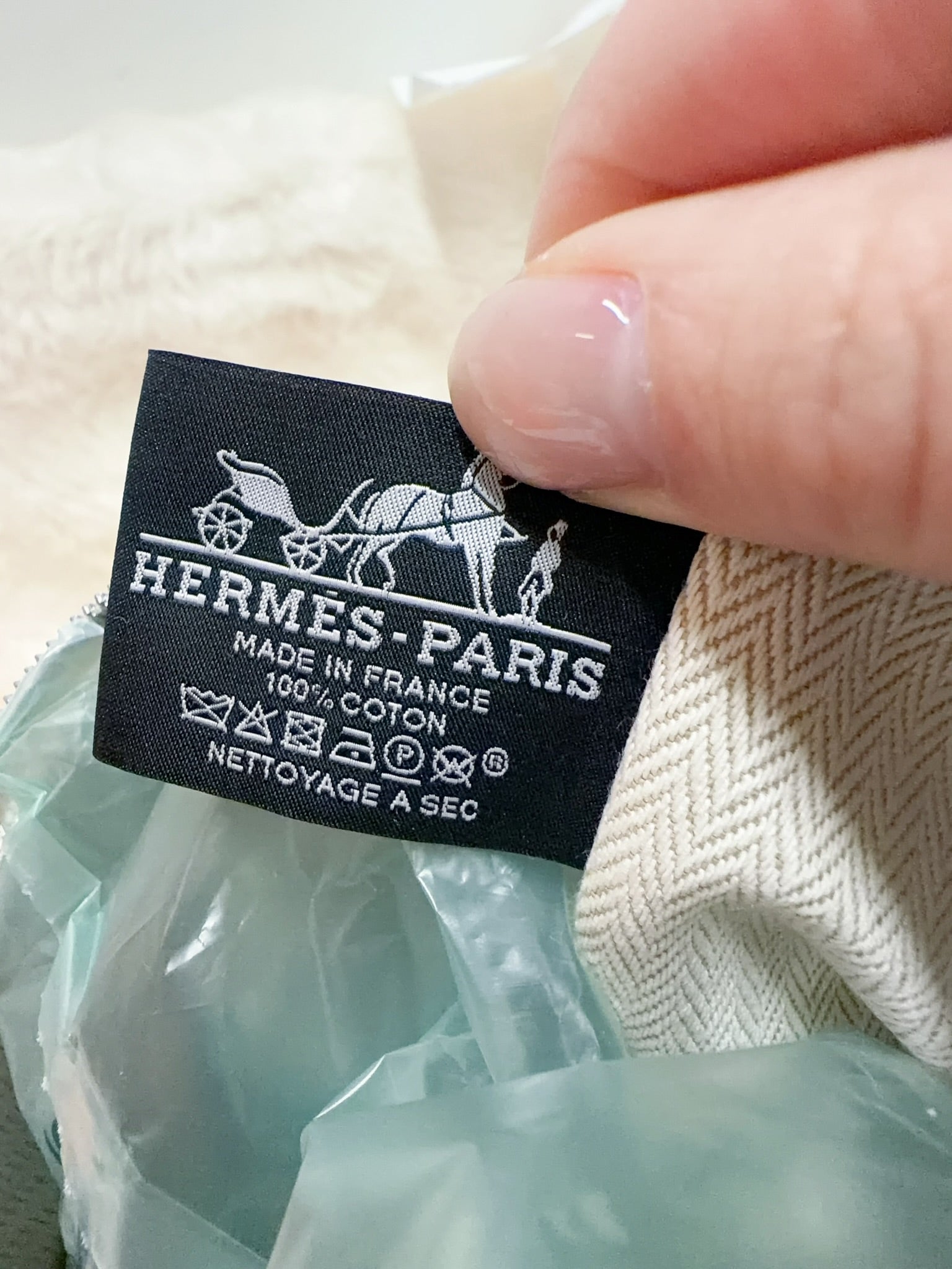 Hermès Embroidered H Cotton Pouch