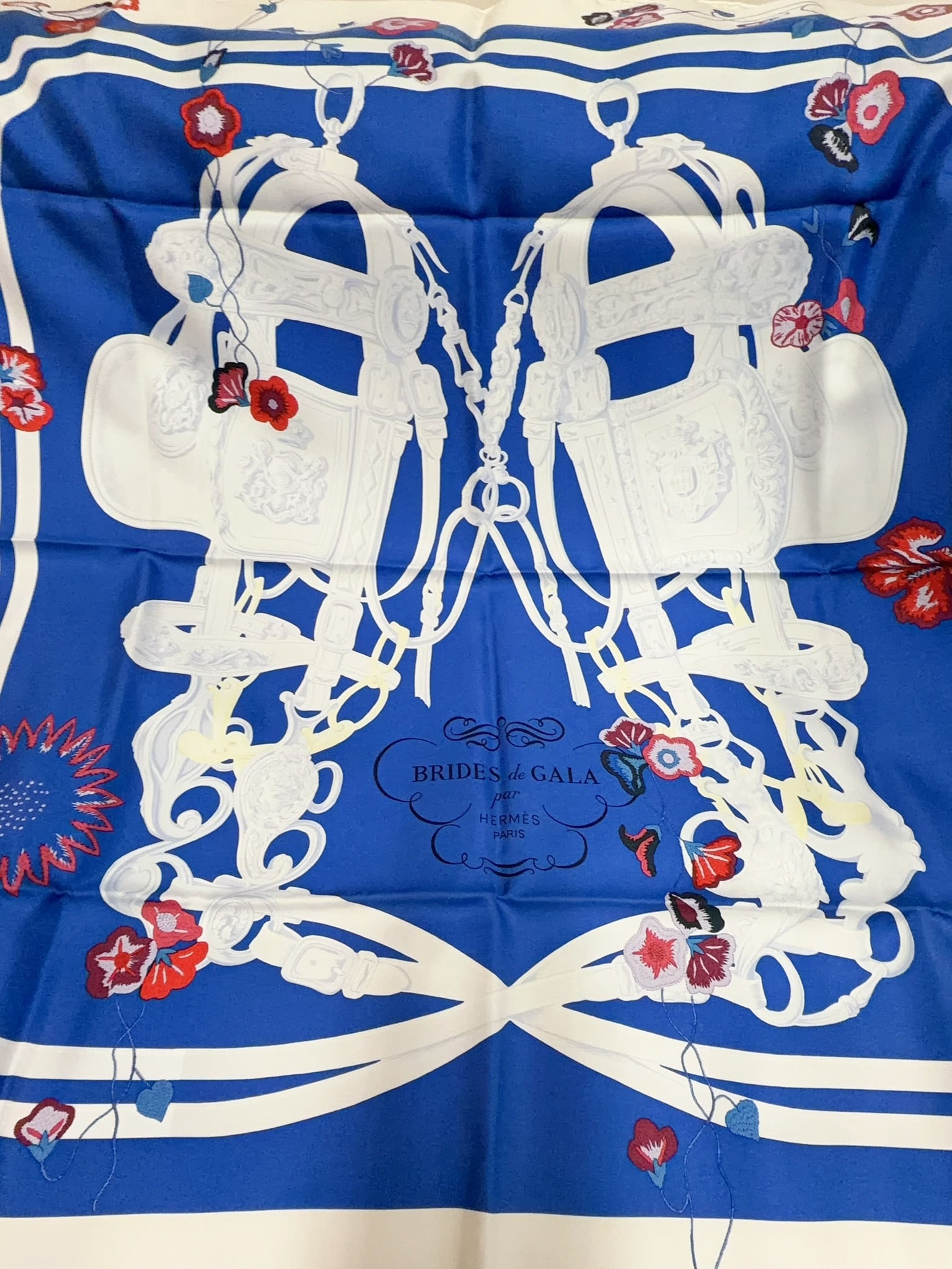 Hermès Brides Fleuries 90 Silk Scarf