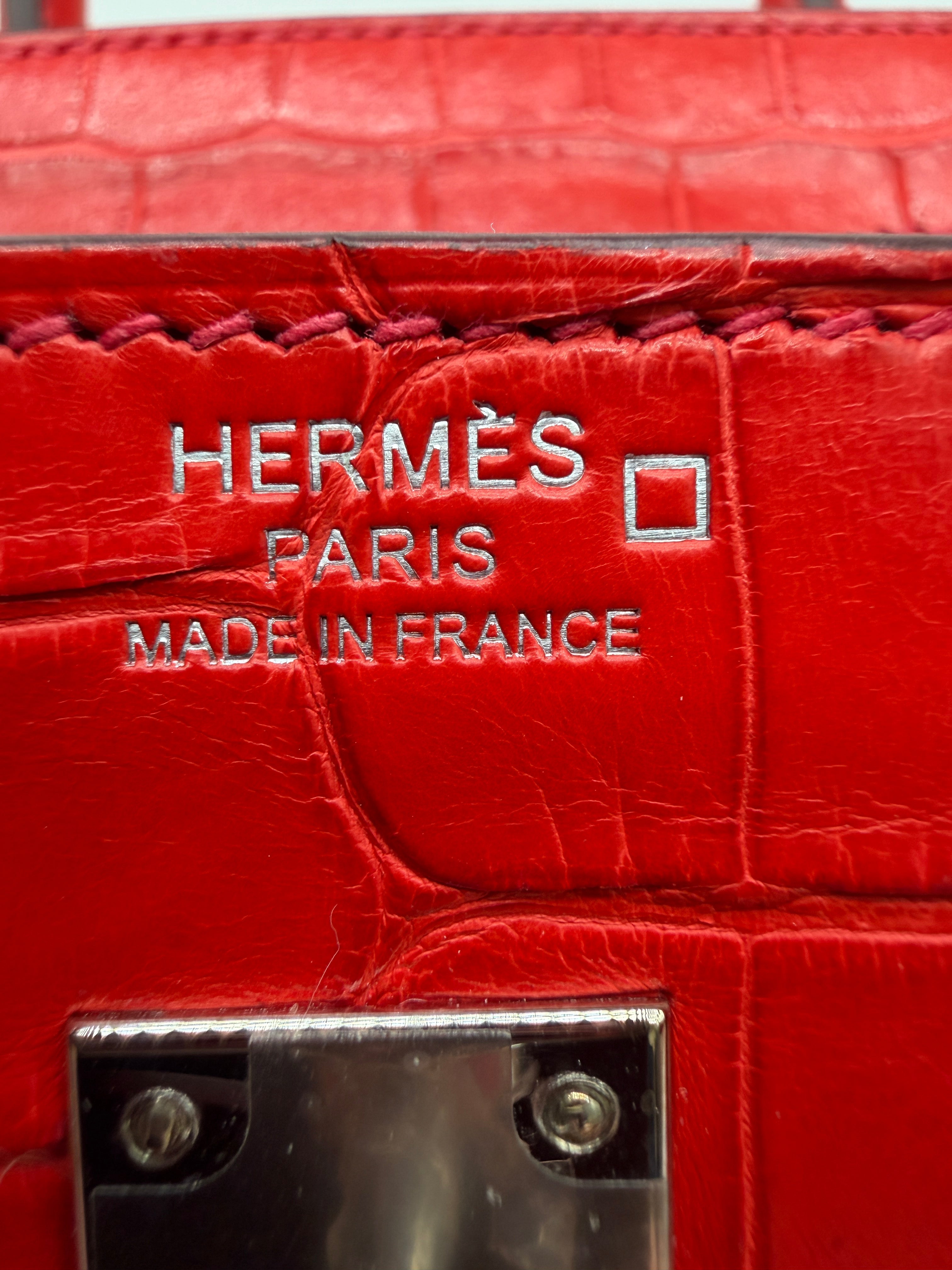 Hermès Birkin 25 Geranium Matte Alligator Palladium Hardware