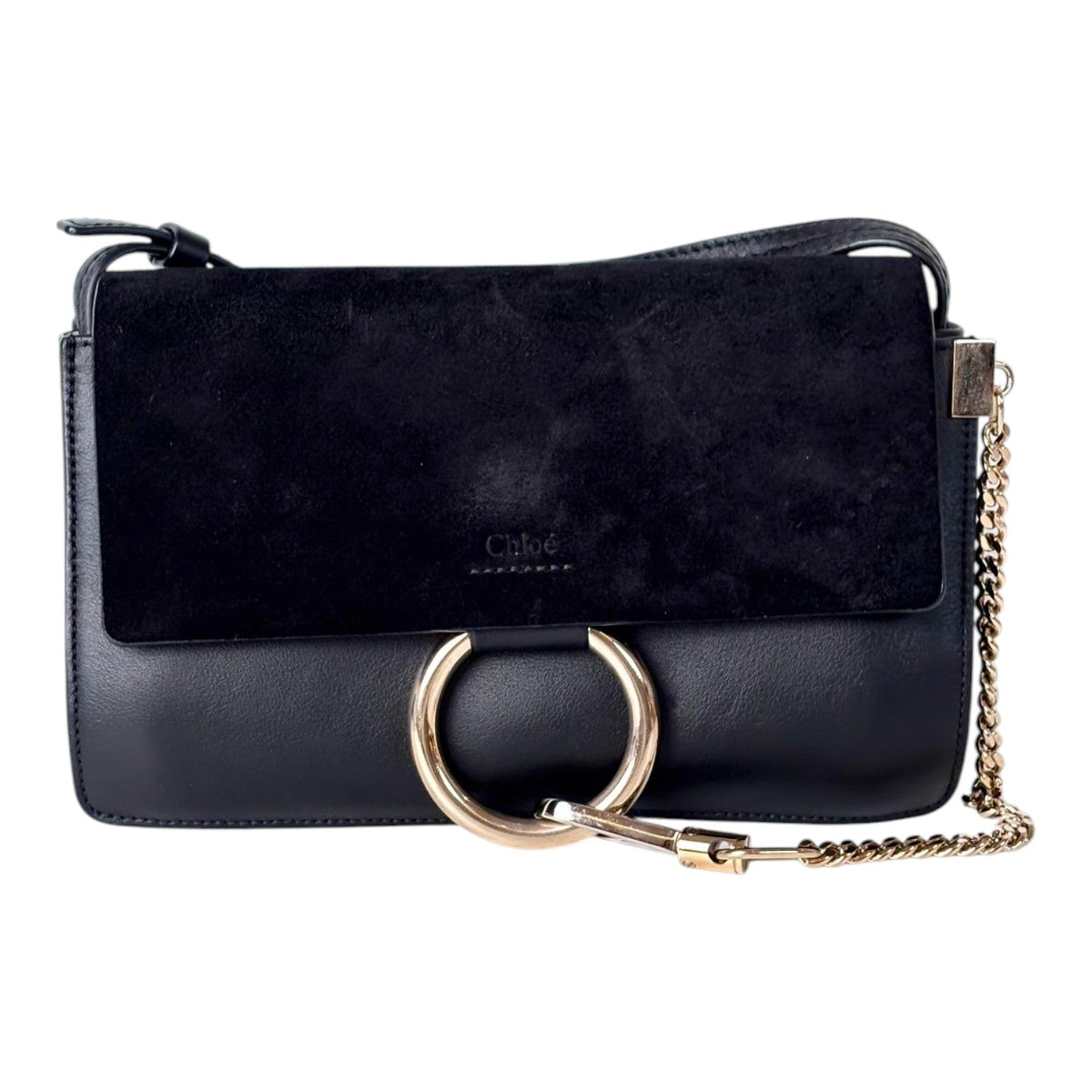 Chloe Black Faye in Suede & Leather Bag