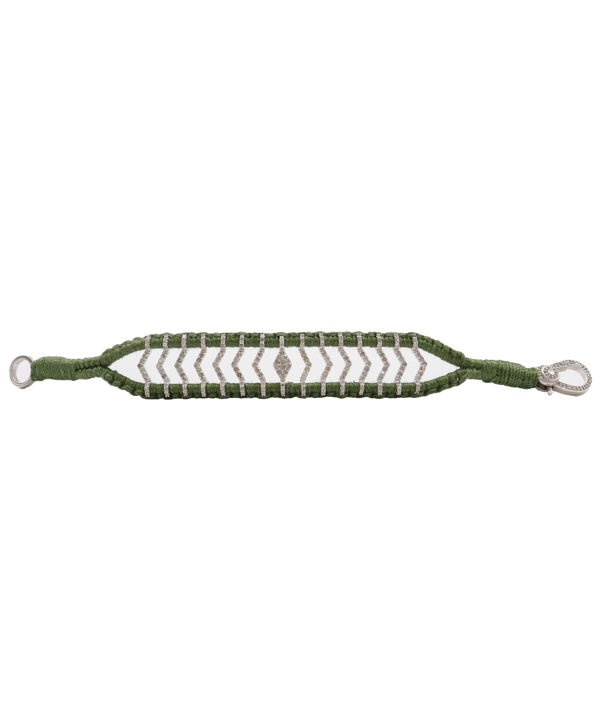 Diamond Evil Eye Olive Thread Friendship Bracelet DXBCD2254