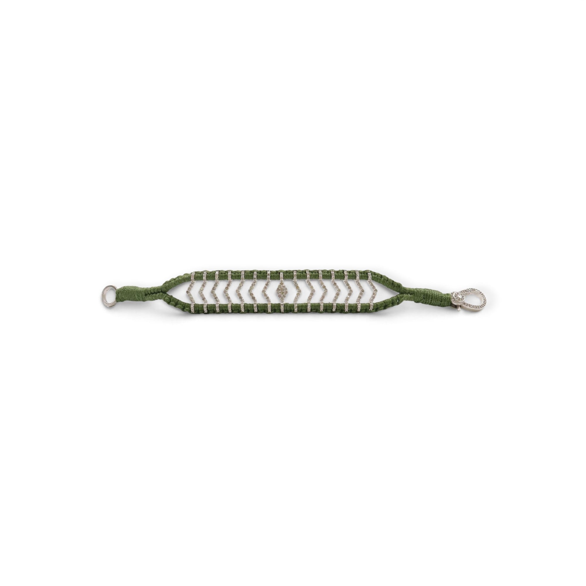 Diamond Evil Eye Olive Thread Friendship Bracelet DXBCD2254