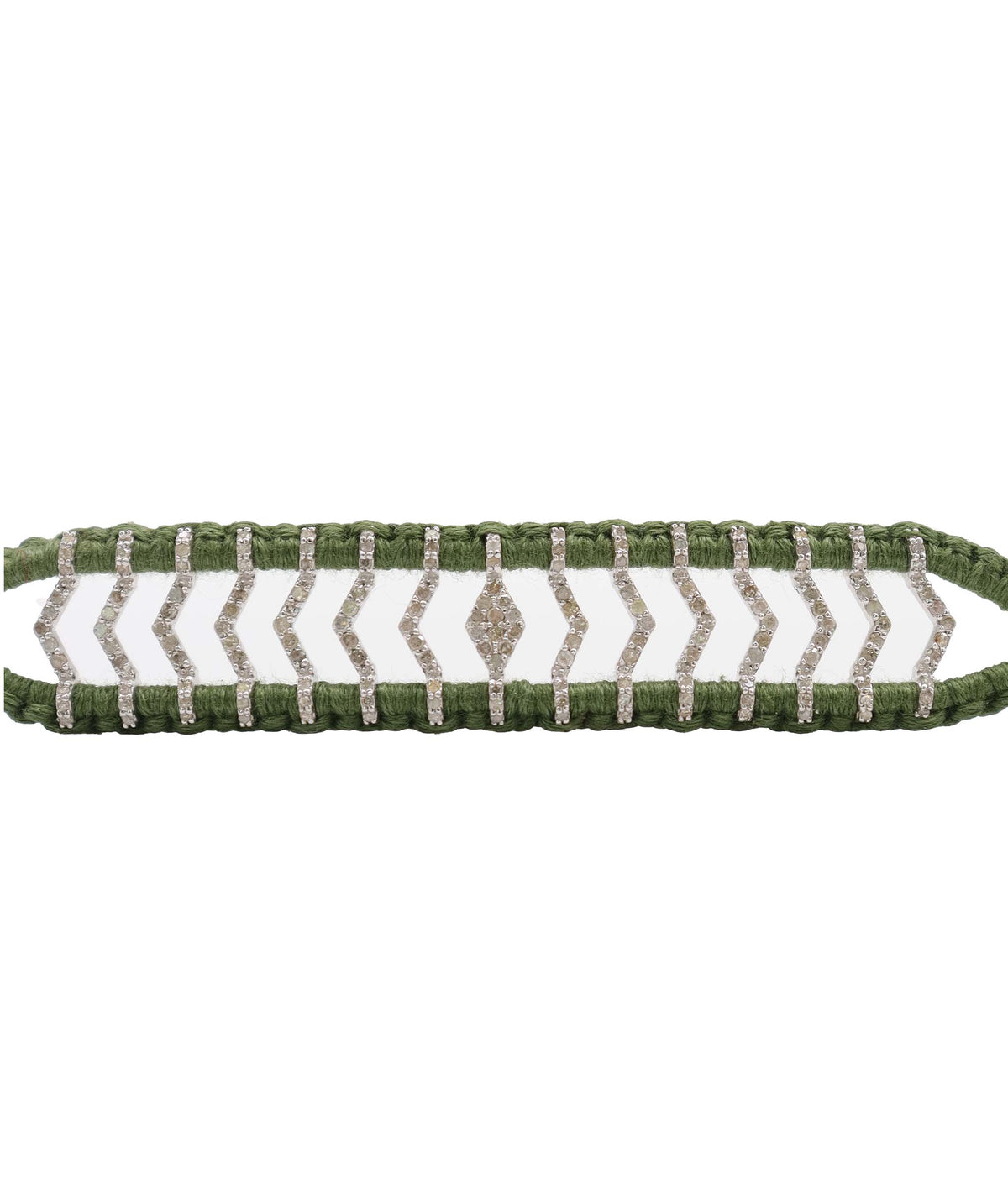 Diamond Evil Eye Olive Thread Friendship Bracelet DXBCD2254