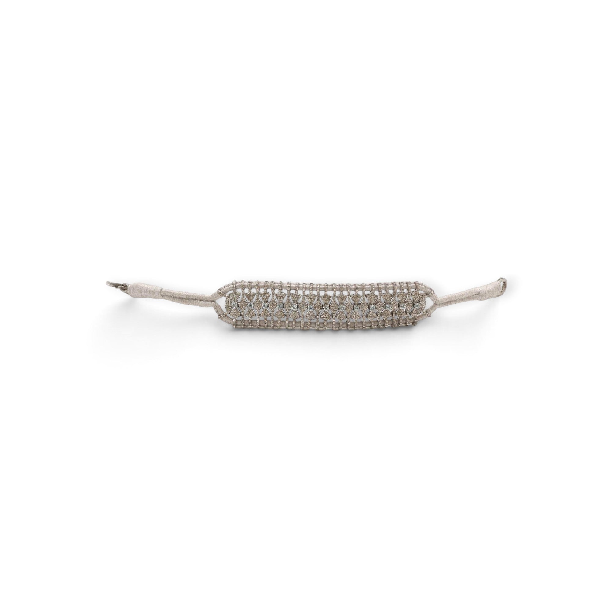 Aquamarine & Diamond Silver Thread Friendship Bracelet DXBCD2250