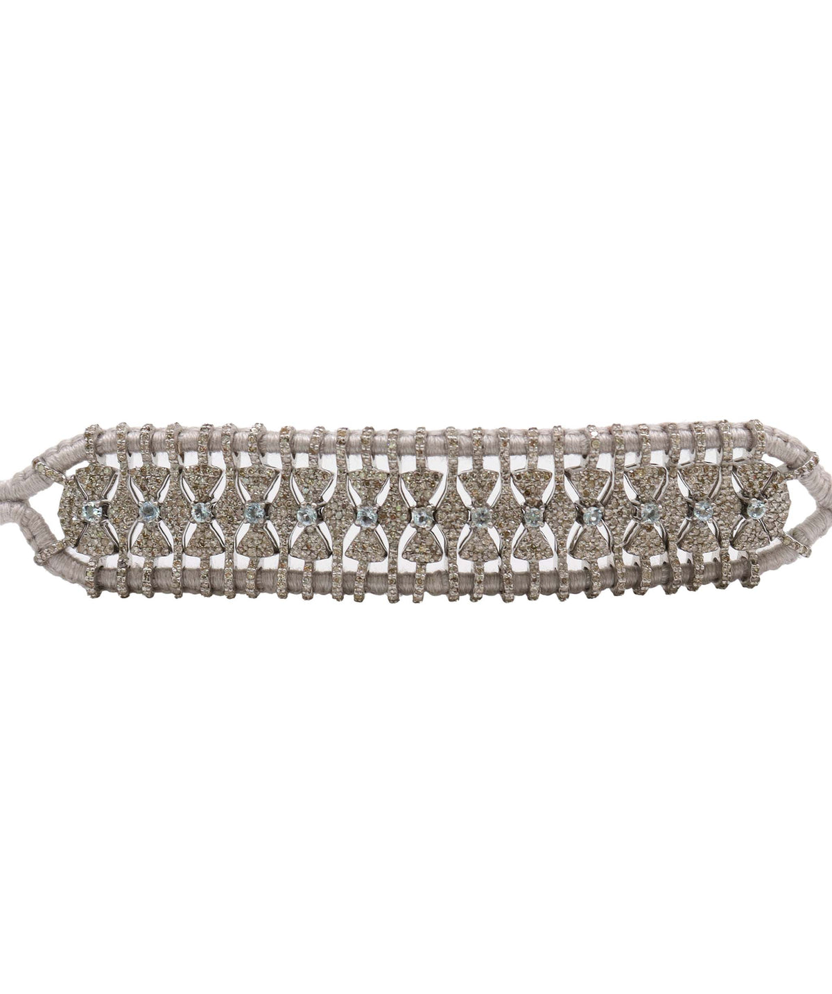 Aquamarine & Diamond Silver Thread Friendship Bracelet DXBCD2250