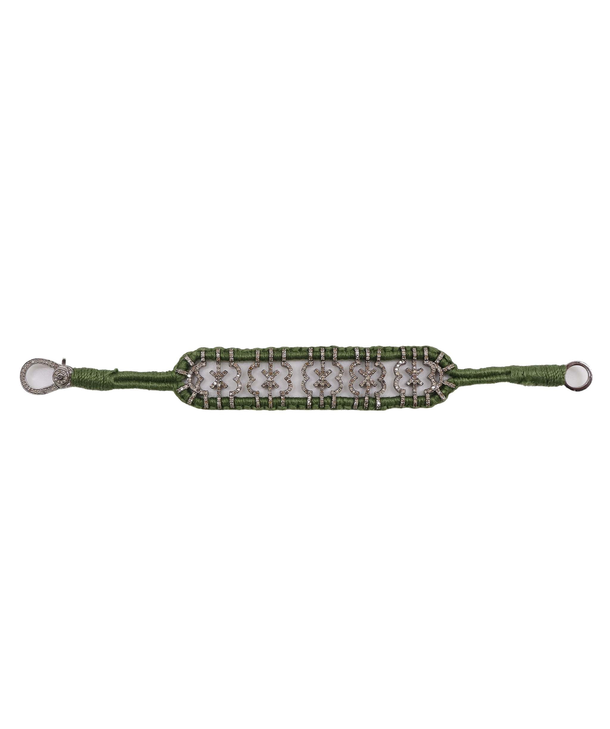 Diamond Cross Olive Thread Friendship Bracelet DXBCD2252