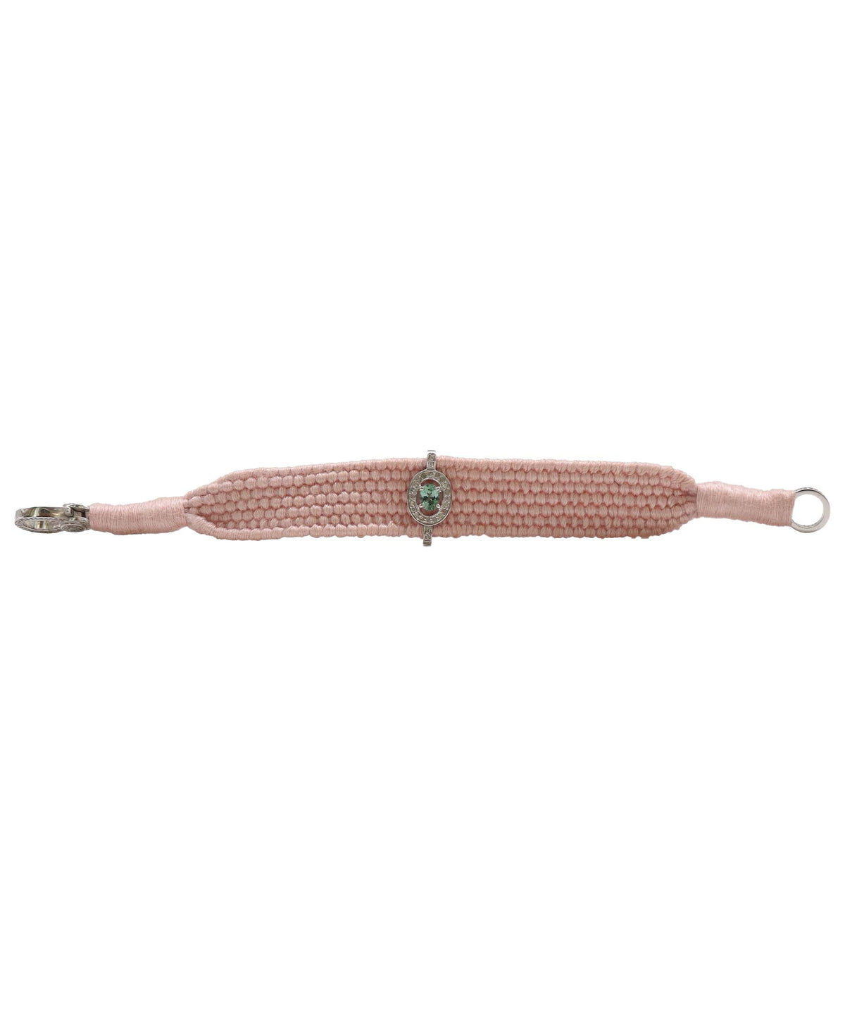 Mint Green Tourmaline & Diamond Light Pink Thread Friendship Bracelet DXBCD2261