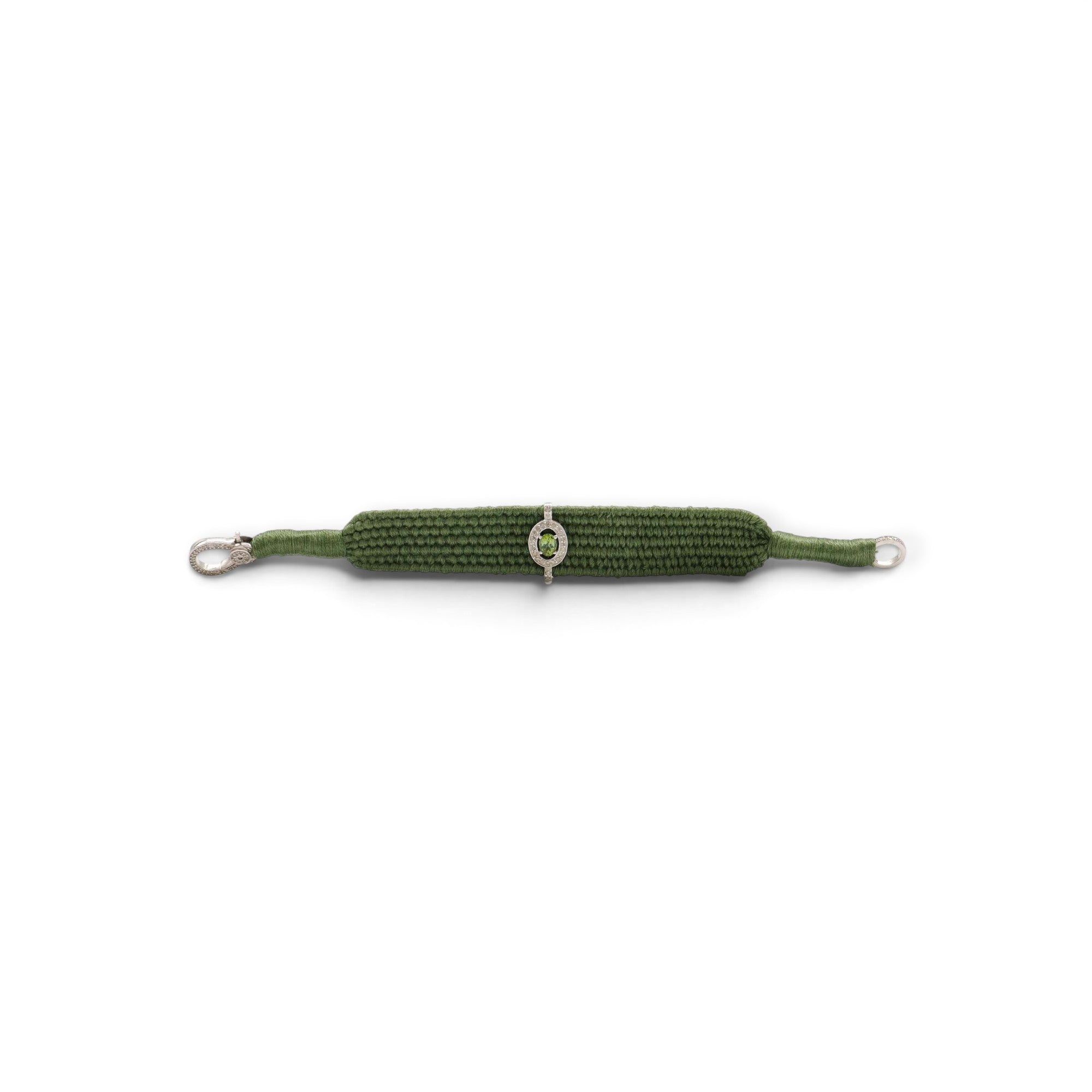 Green Tourmaline & Diamond Olive Thread Friendship Bracelet DXBCD2260