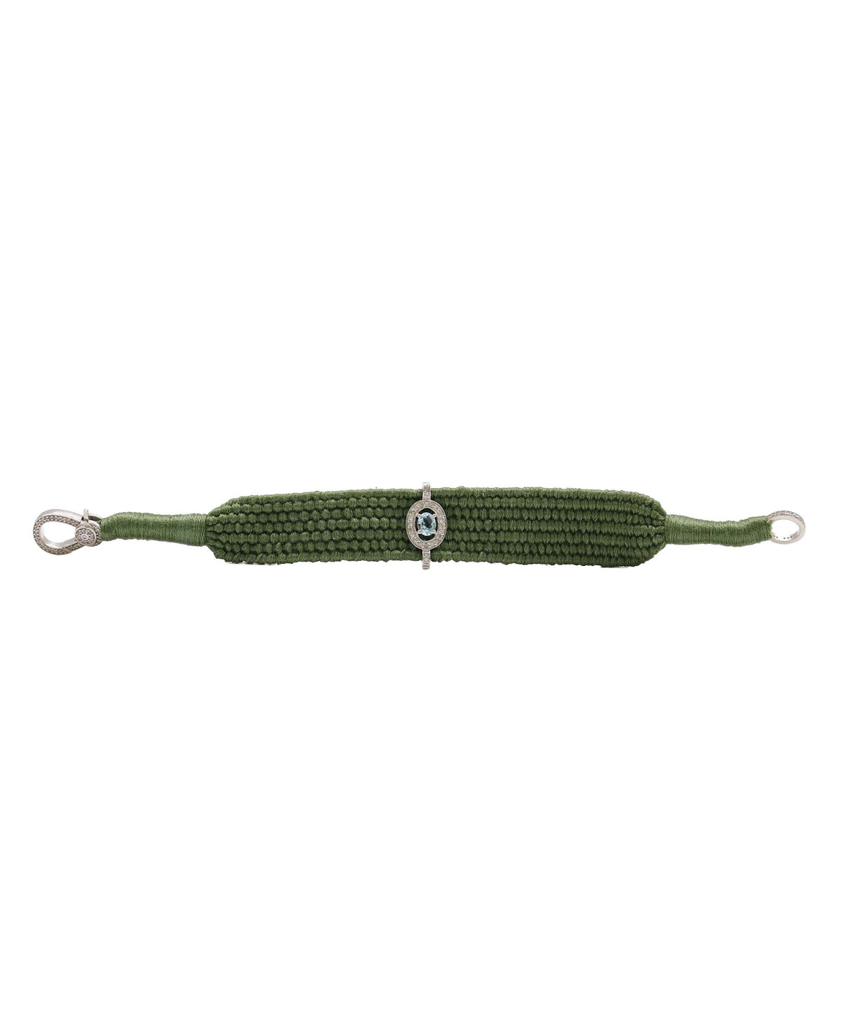 Aquamarine & Diamond Olive Thread Friendship Bracelet DXBCD2258