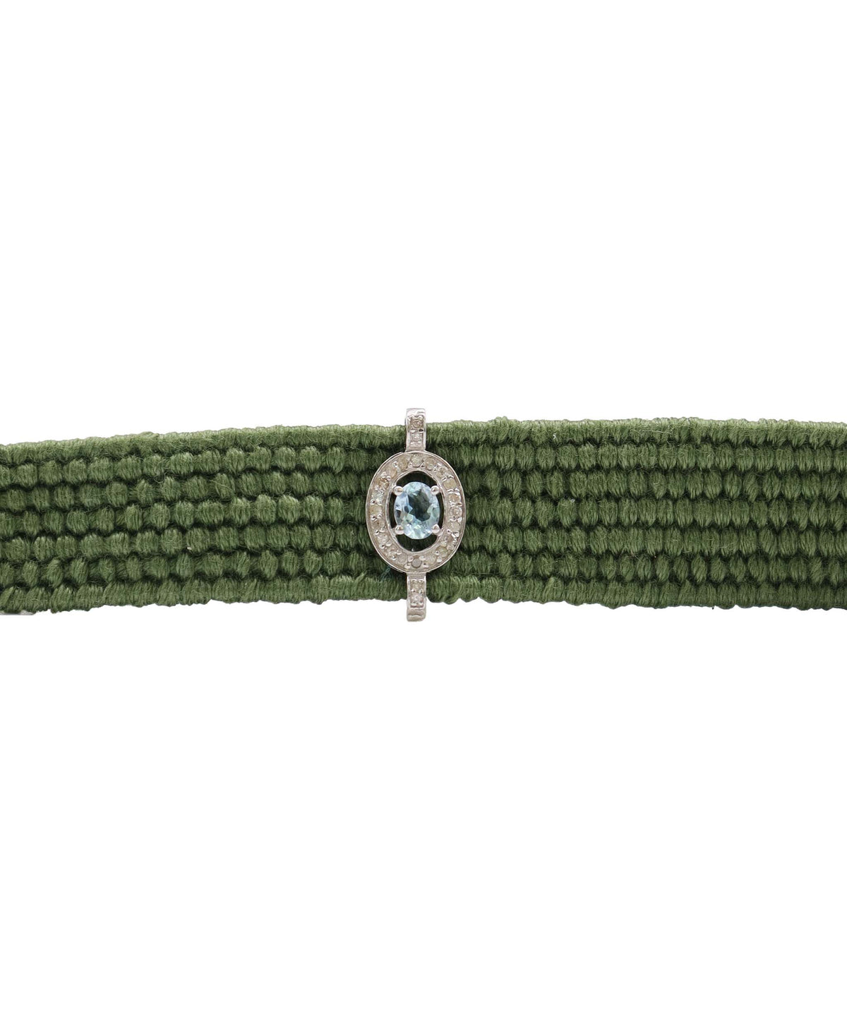 Aquamarine & Diamond Olive Thread Friendship Bracelet DXBCD2258