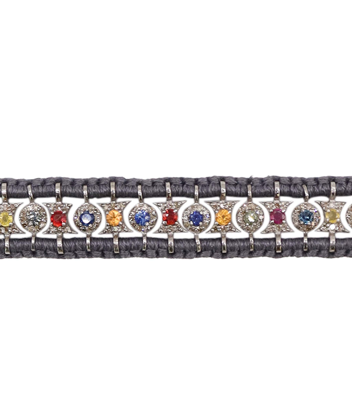 Multi-colour Sapphire & Diamond Grey Thread Friendship Bracelet DXBCD2251