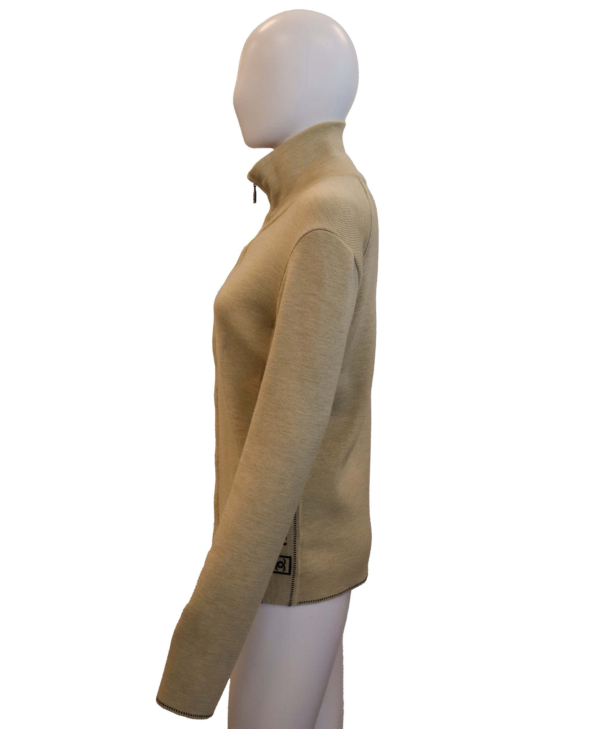 Chanel Sport Side Line Knit Jacket Beige DXBS6051