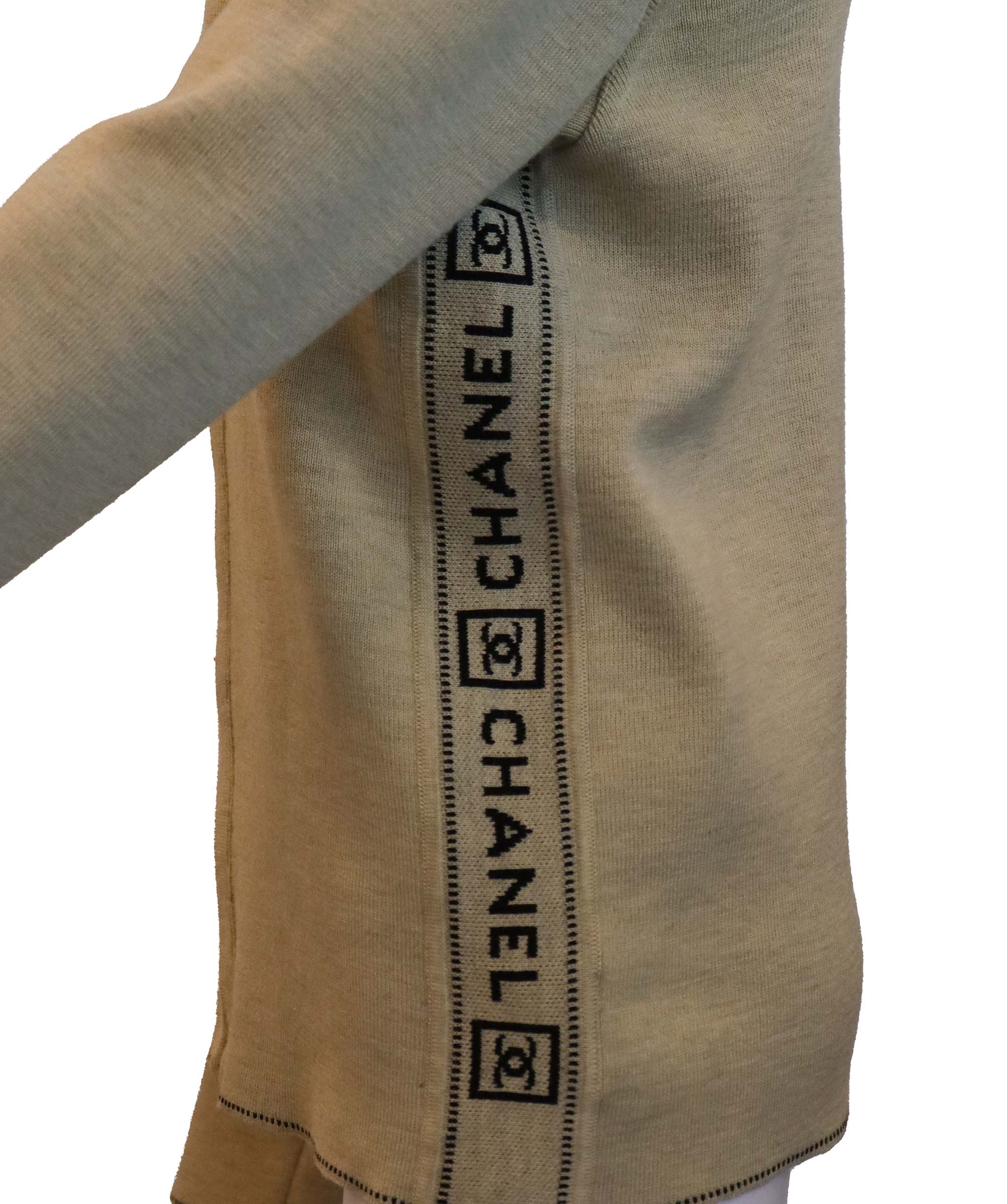 Chanel Sport Side Line Knit Jacket Beige DXBS6051