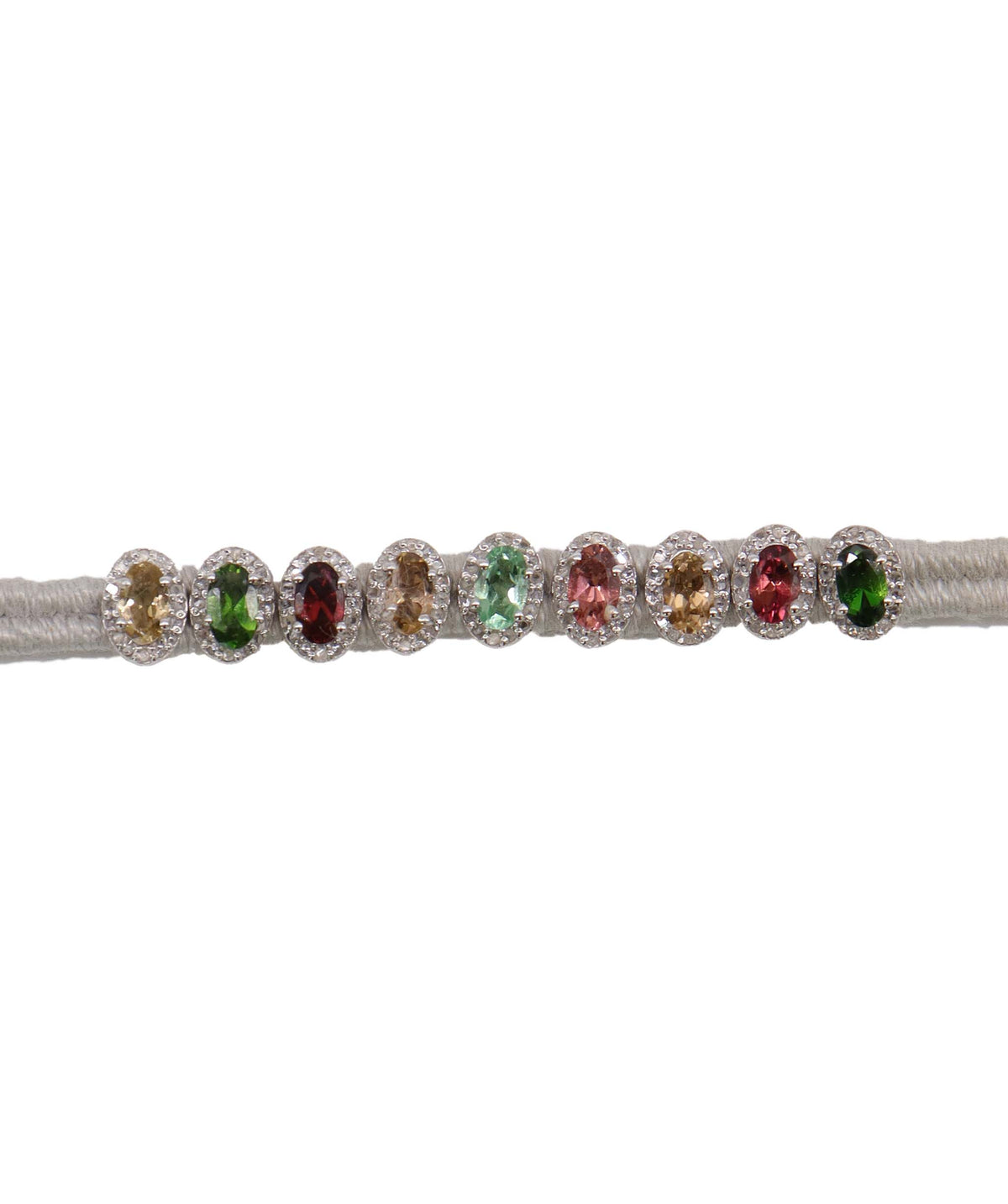 Multi-colour Tourmaline & Diamond Silver Thread Friendship Bracelet DXBCD2255
