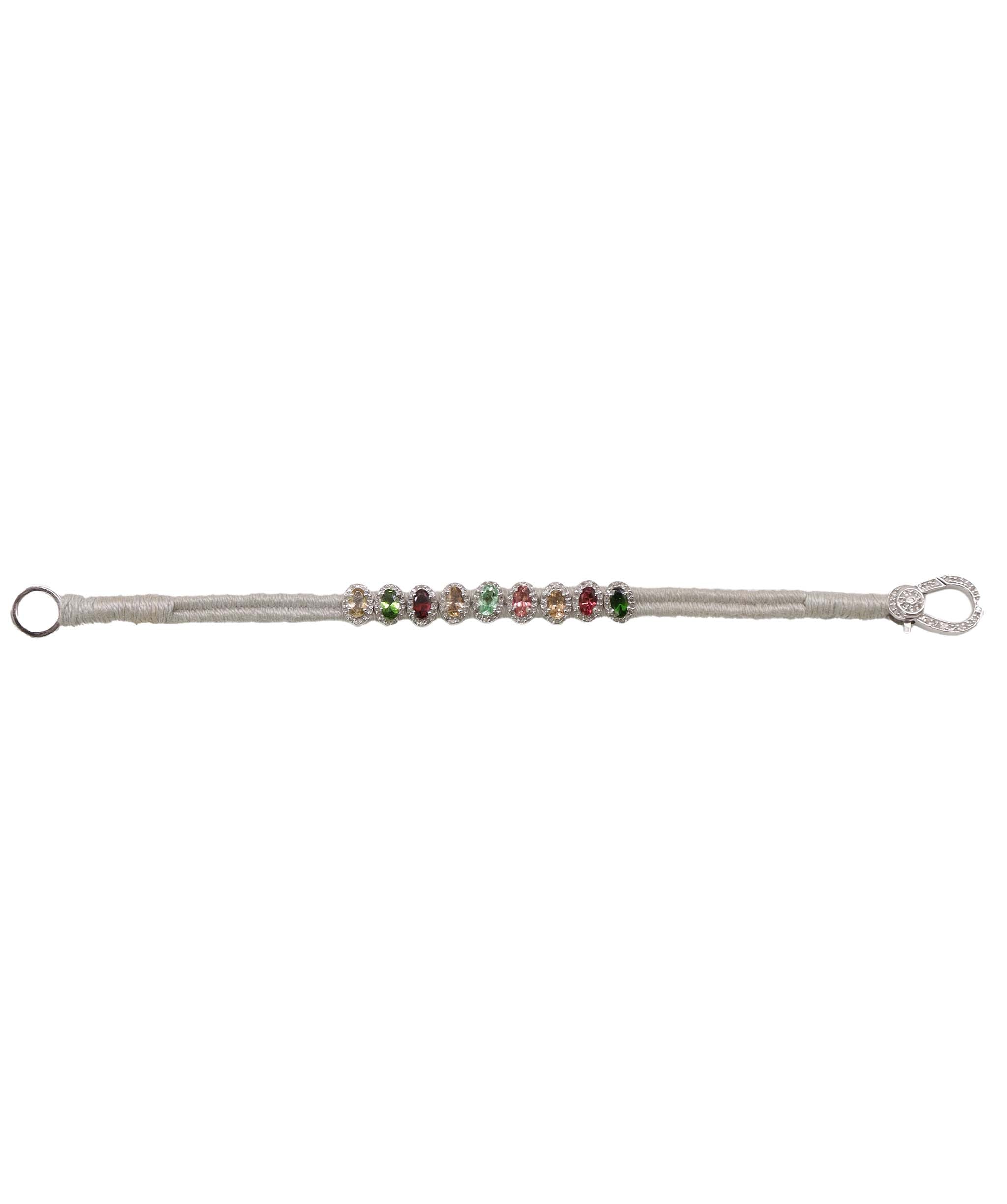 Multi-colour Tourmaline & Diamond Silver Thread Friendship Bracelet DXBCD2255