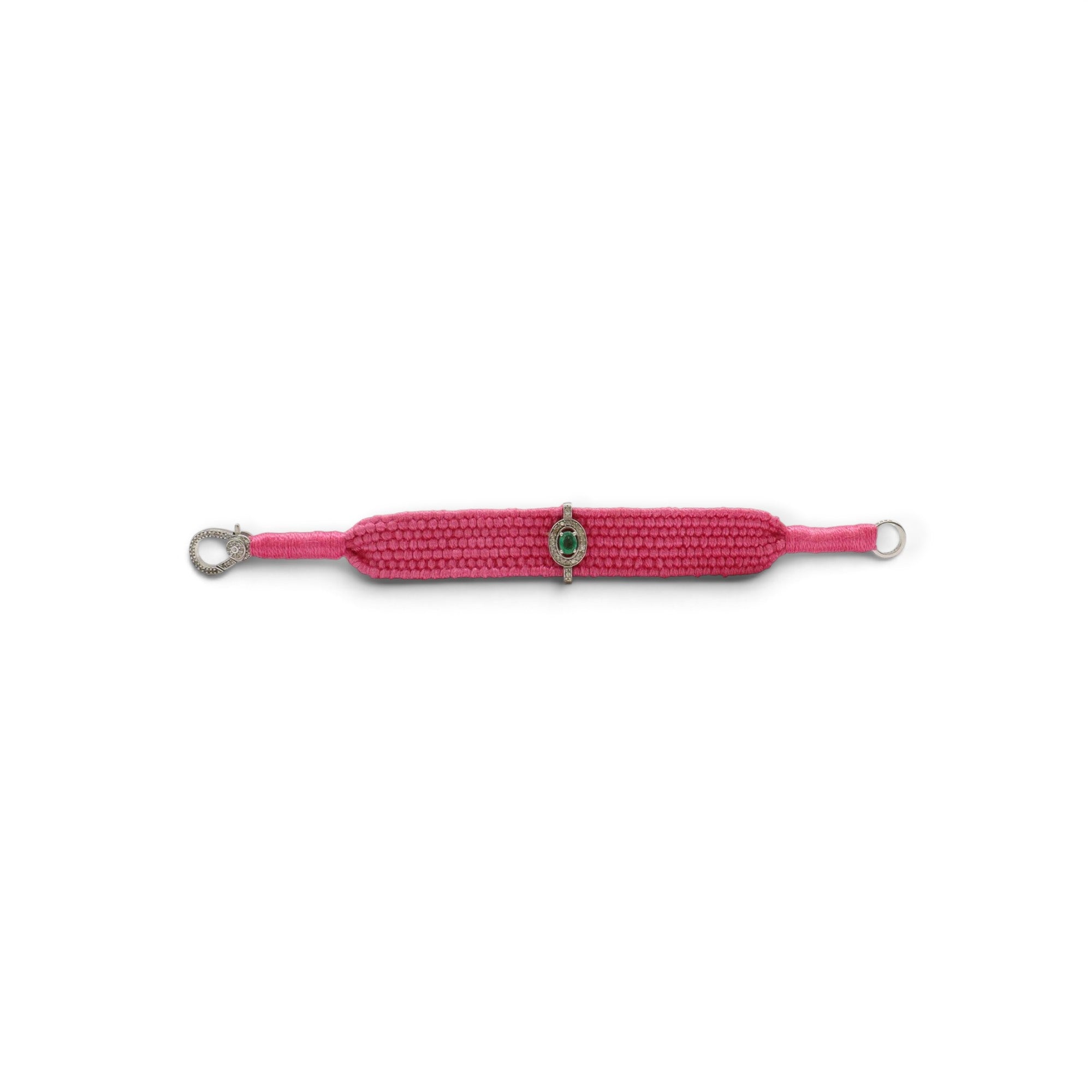 Emerald & Diamond Bright Pink Thread Friendship Bracelet DXBCD2256