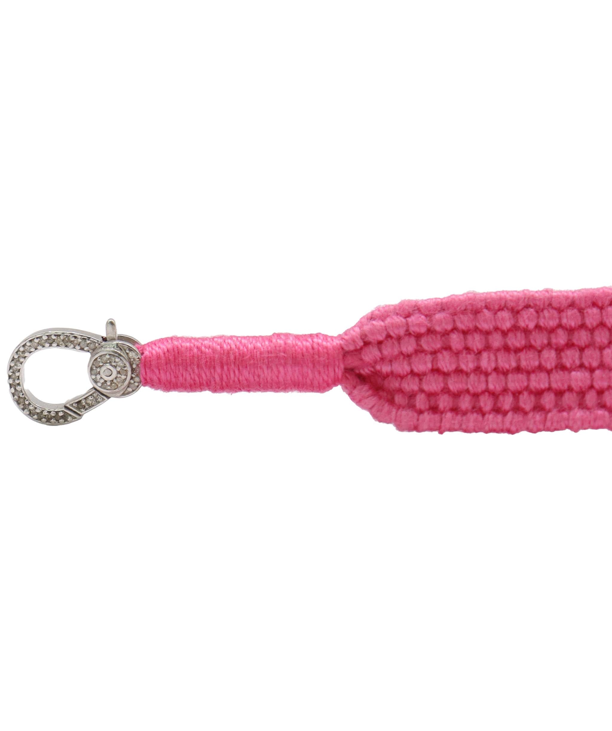 Emerald & Diamond Bright Pink Thread Friendship Bracelet DXBCD2256