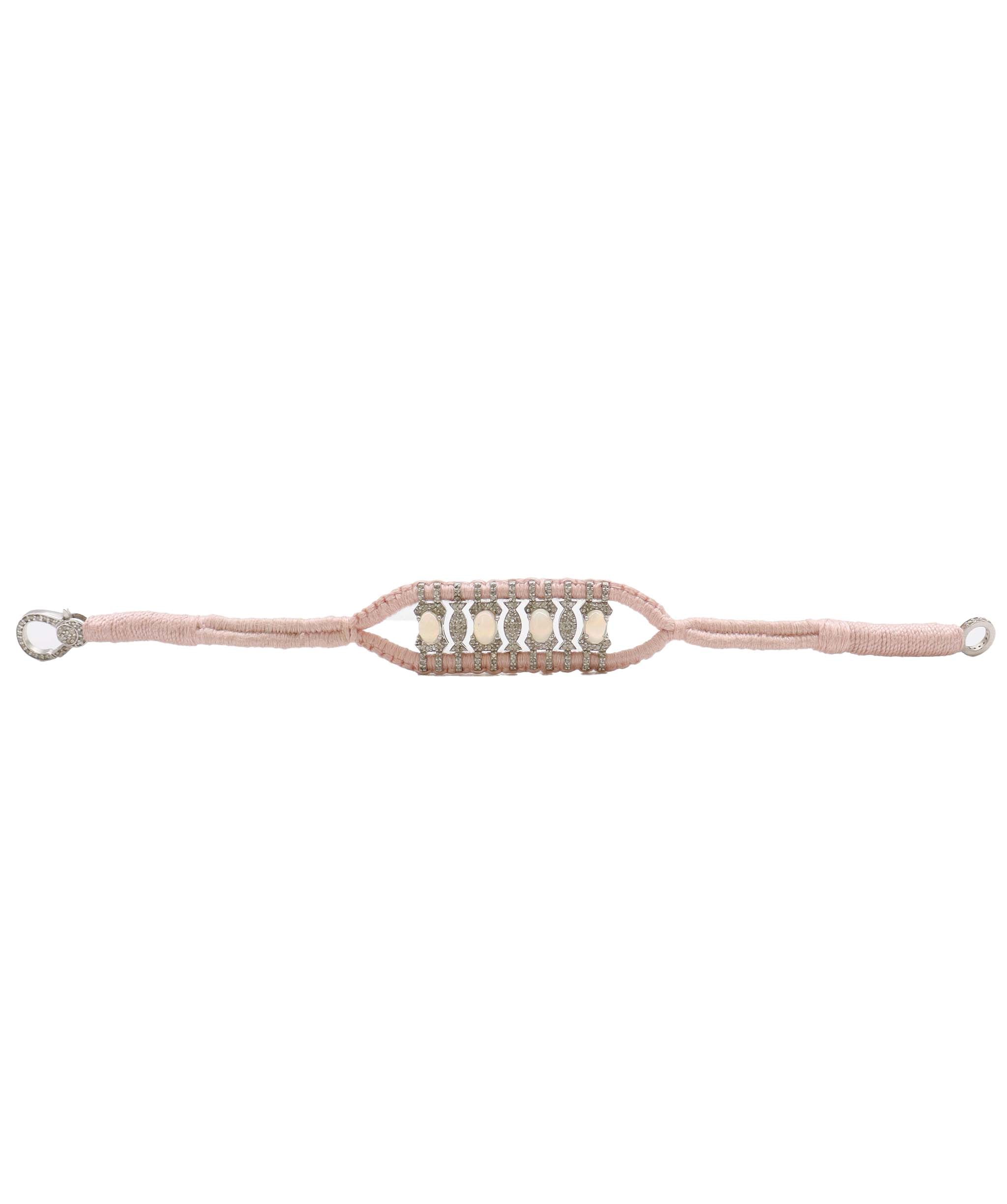 Opal & Diamond Light Pink Thread Friendship Bracelet DXBCD2262