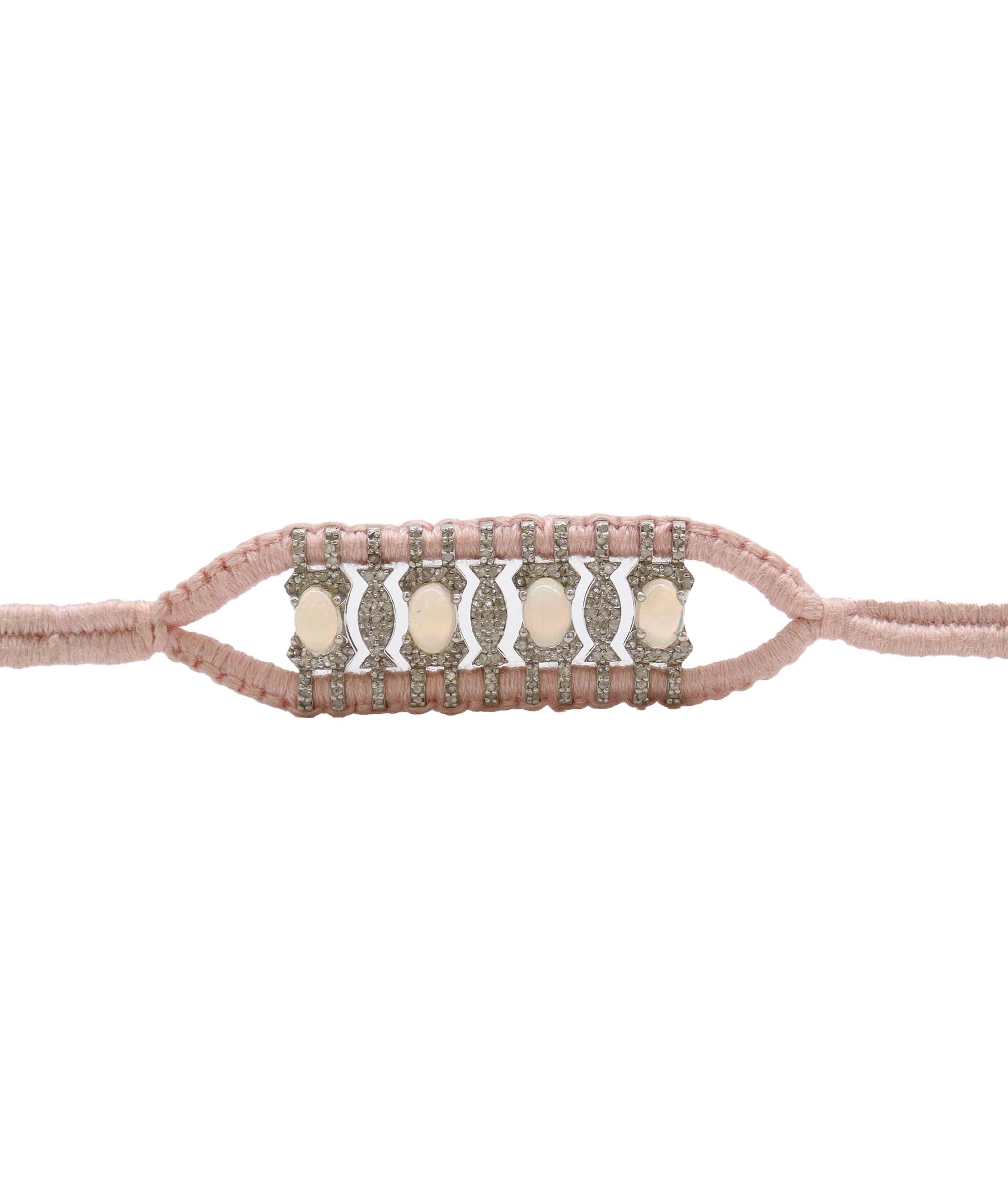Opal & Diamond Light Pink Thread Friendship Bracelet DXBCD2262
