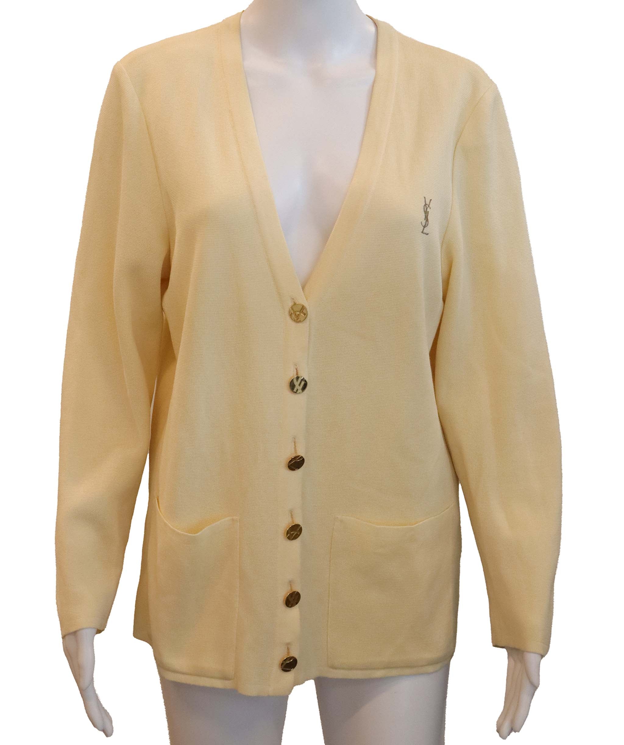YSL Logo Cardigan Cream DXBS6049