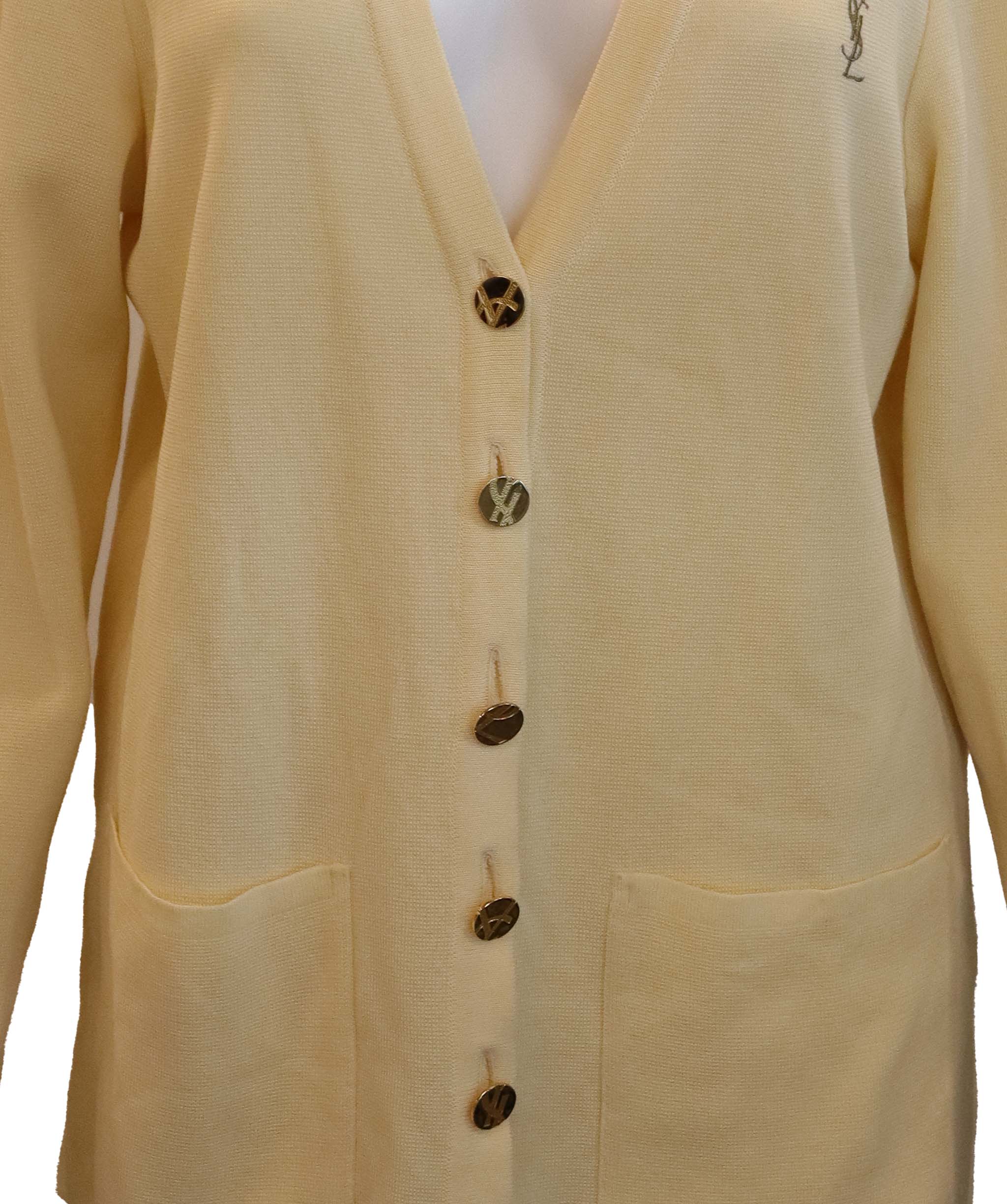 YSL Logo Cardigan Cream DXBS6049