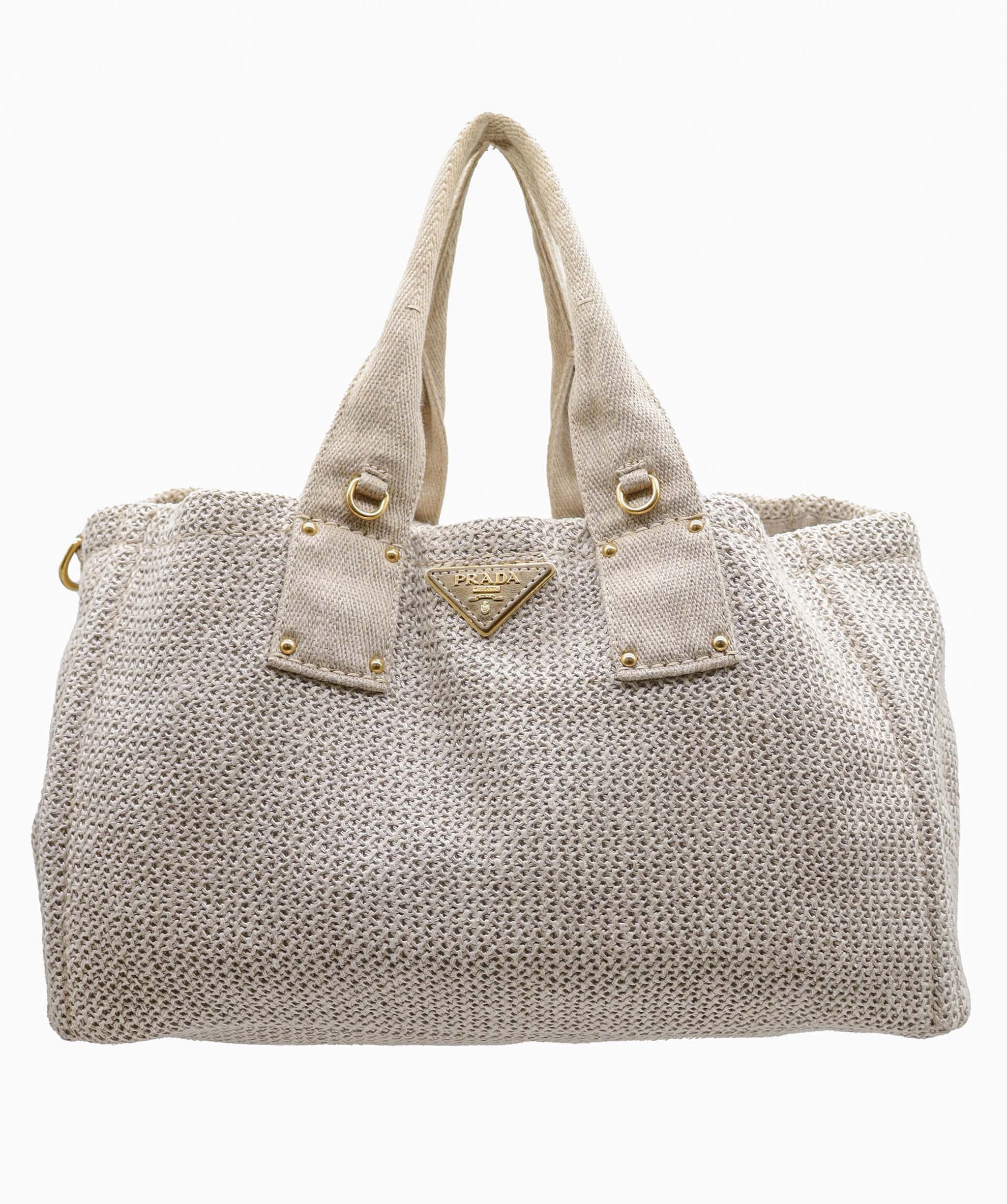 Prada 2Way Tote Bag Canapa Beige DXBS6073