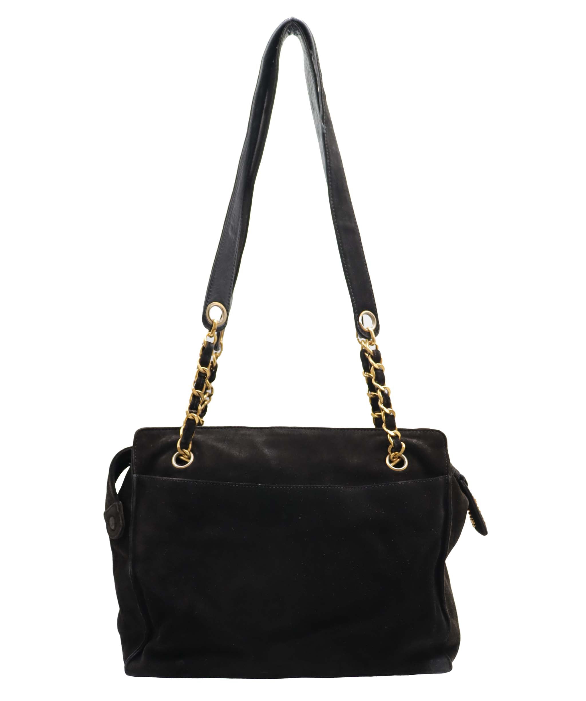 Chanel CC Suede Shoulder Bag Black DXBS6052