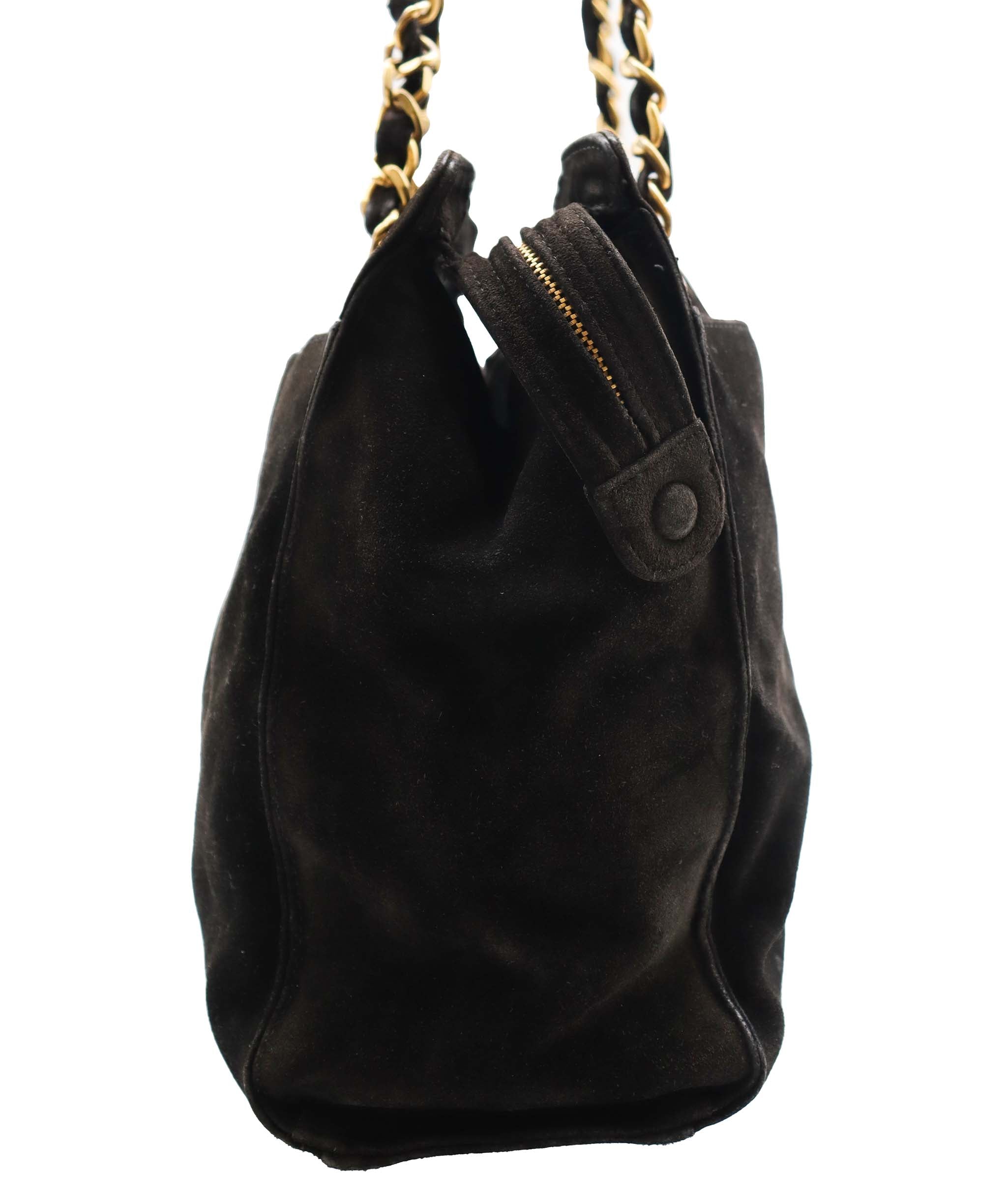 Chanel CC Suede Shoulder Bag Black DXBS6052