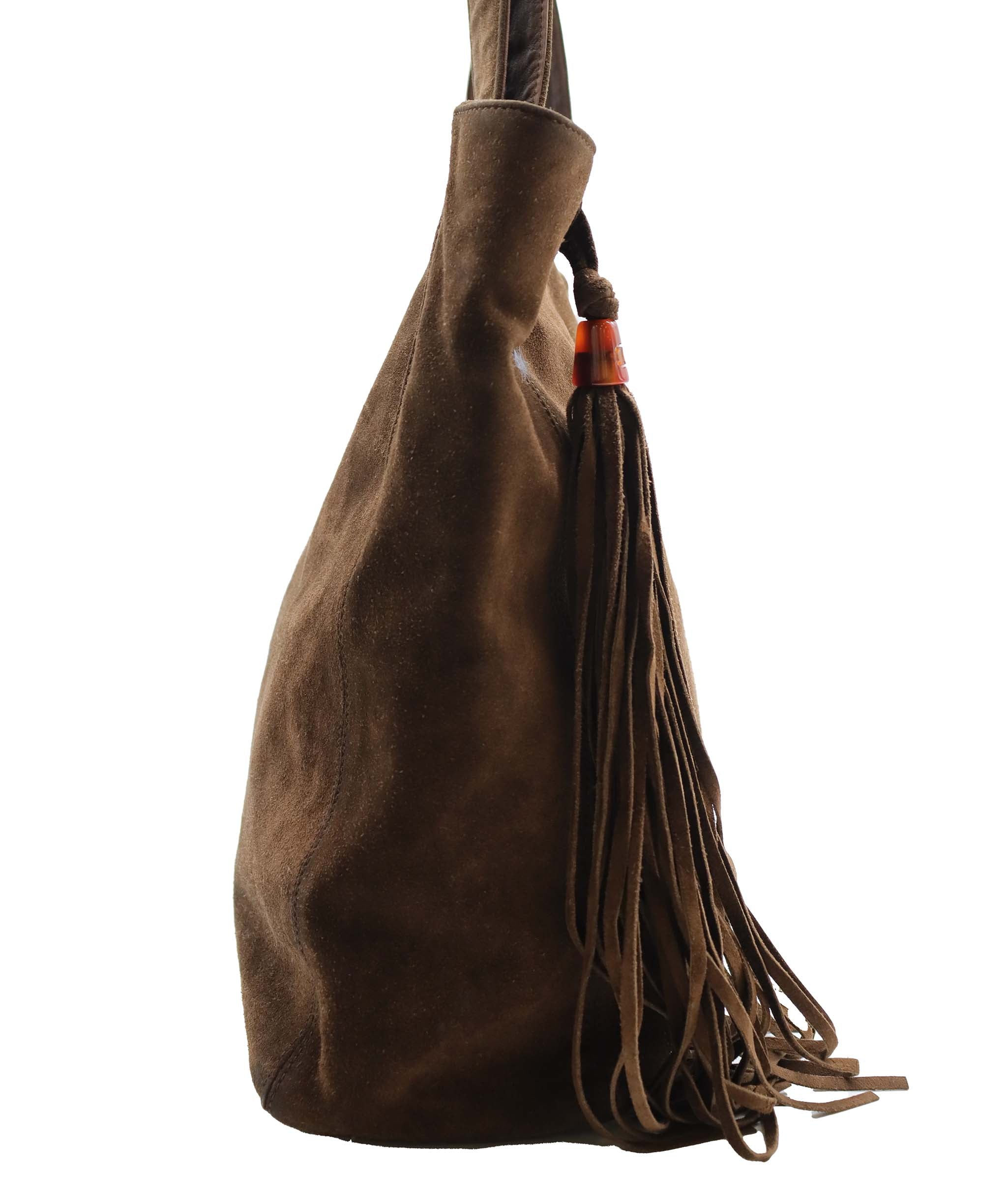 Chanel CC Fringe Tote Bag Brown Suede DXBS6055