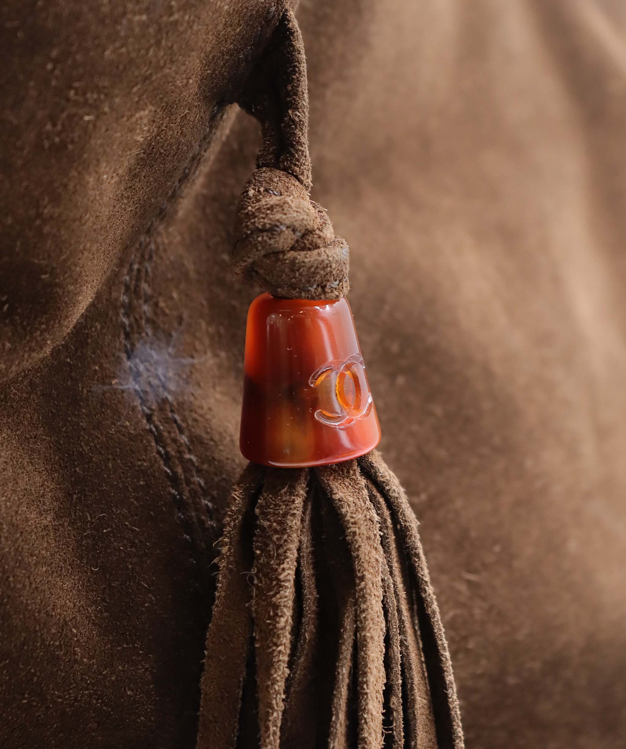 Chanel CC Fringe Tote Bag Brown Suede DXBS6055