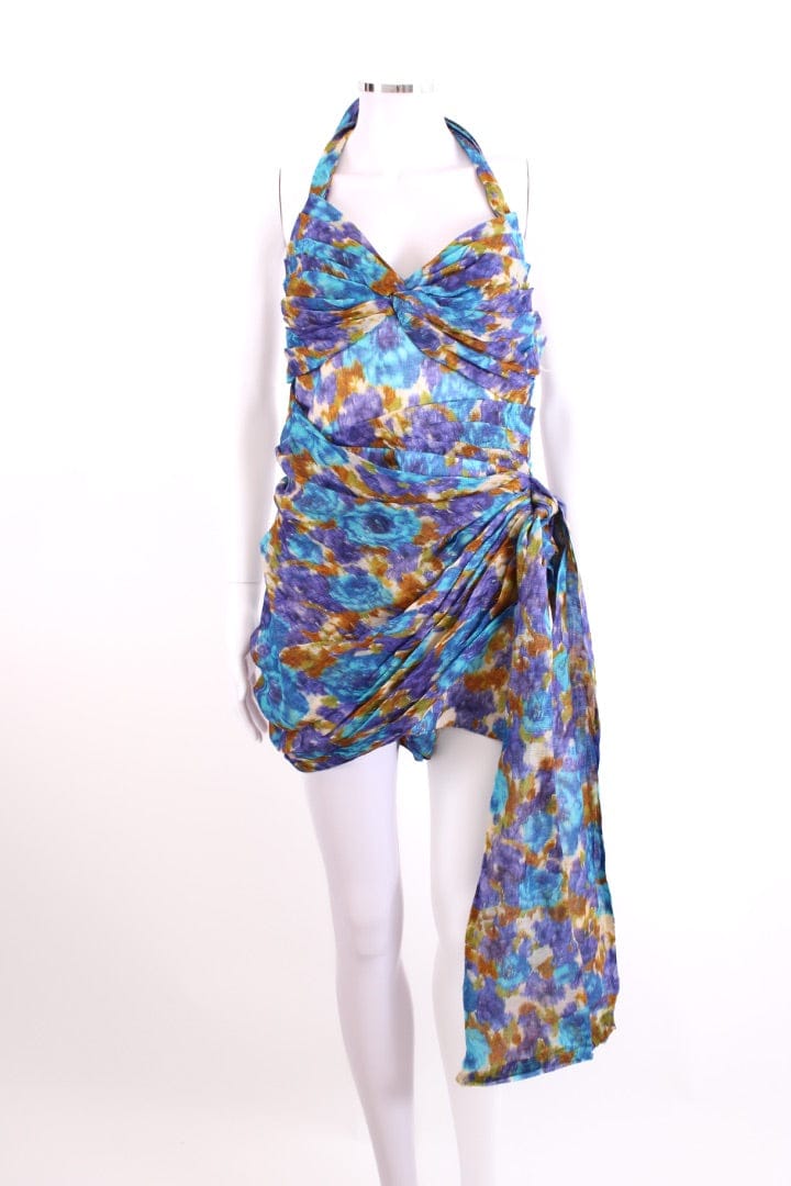Zimmermann Floral Print Playsuit Blue/ Mustard S