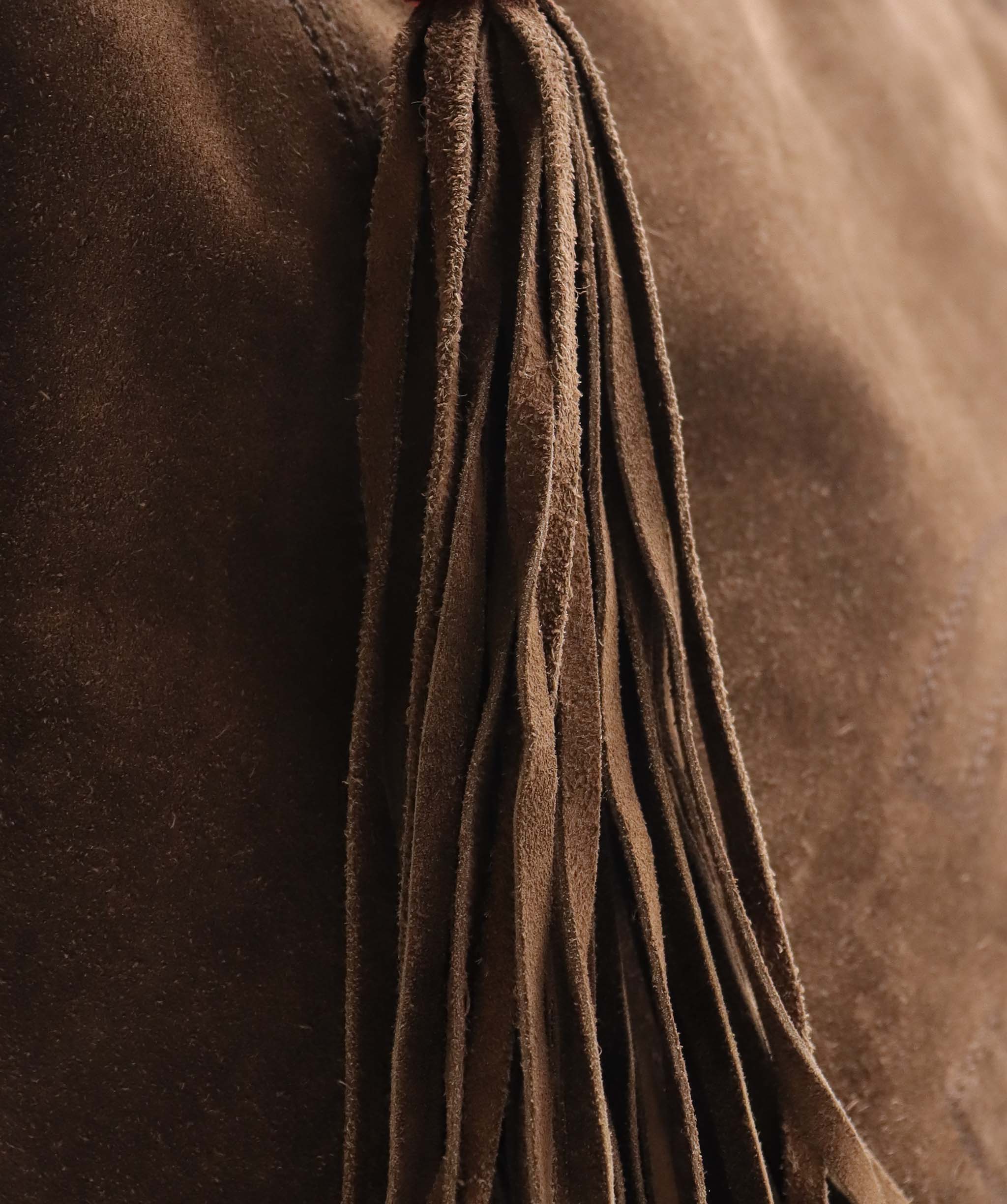 Chanel CC Fringe Tote Bag Brown Suede DXBS6055