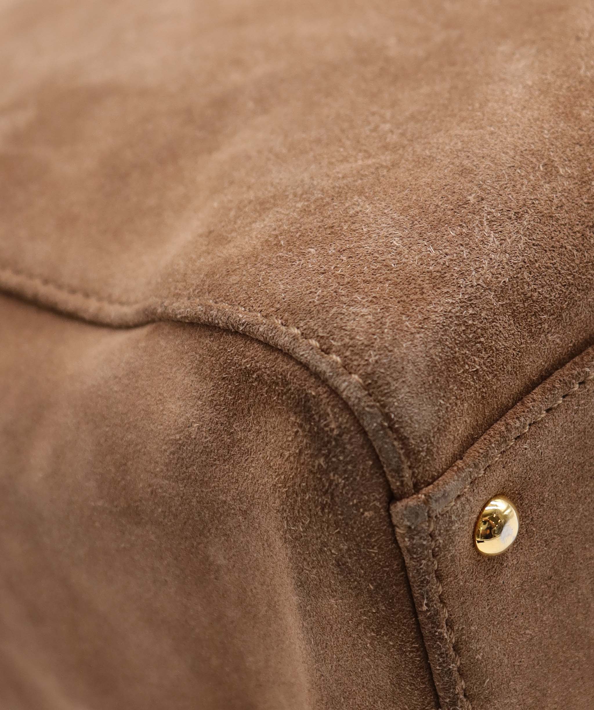 Chanel CC Chain Shoulder Suede Bag Large Brown DXBS6054