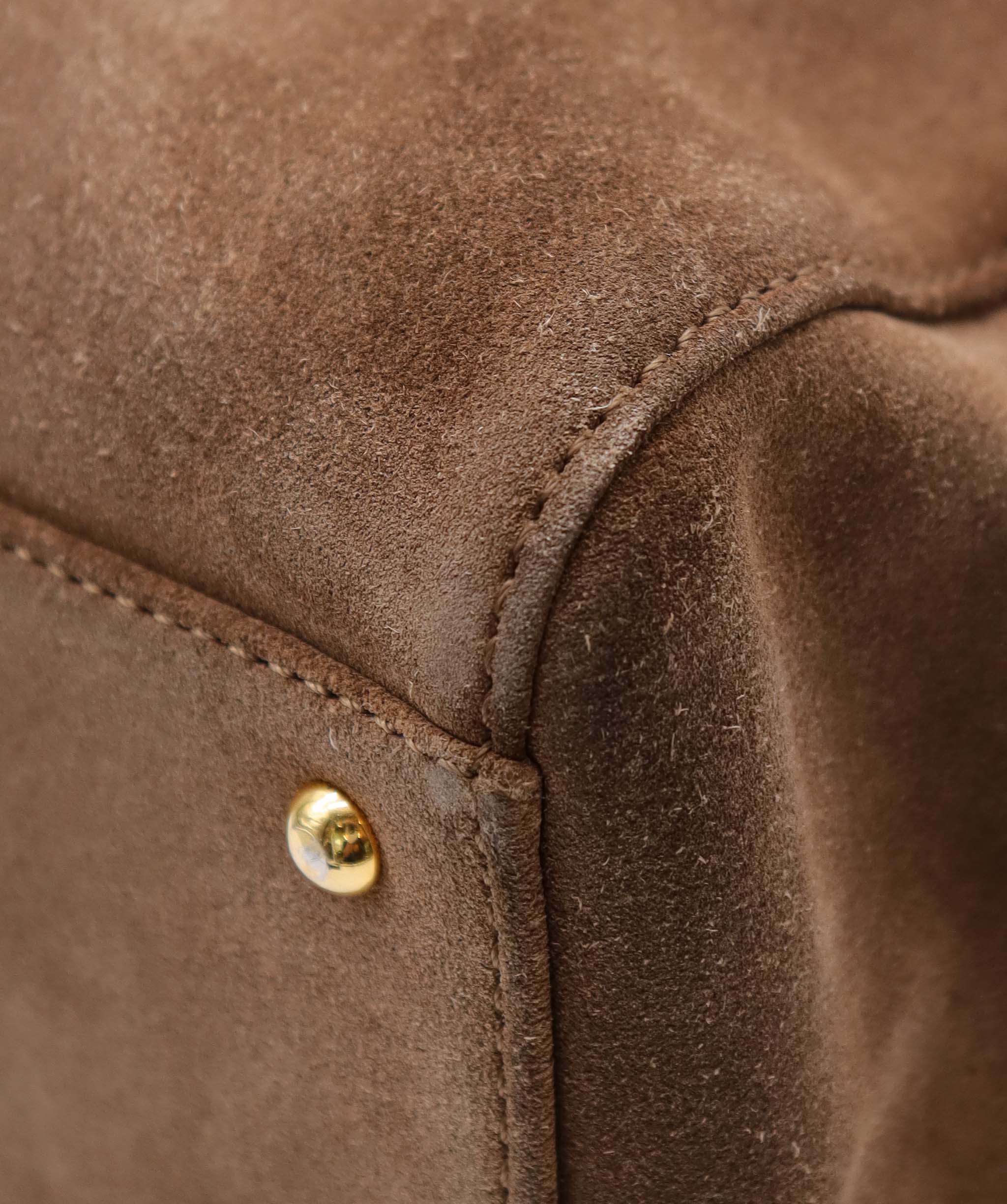 Chanel CC Chain Shoulder Suede Bag Large Brown DXBS6054