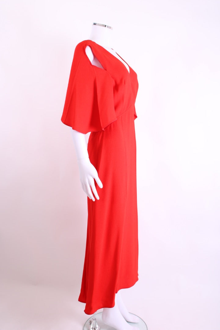 Victoria Beckham Keyhole V Neck Dress Red 12