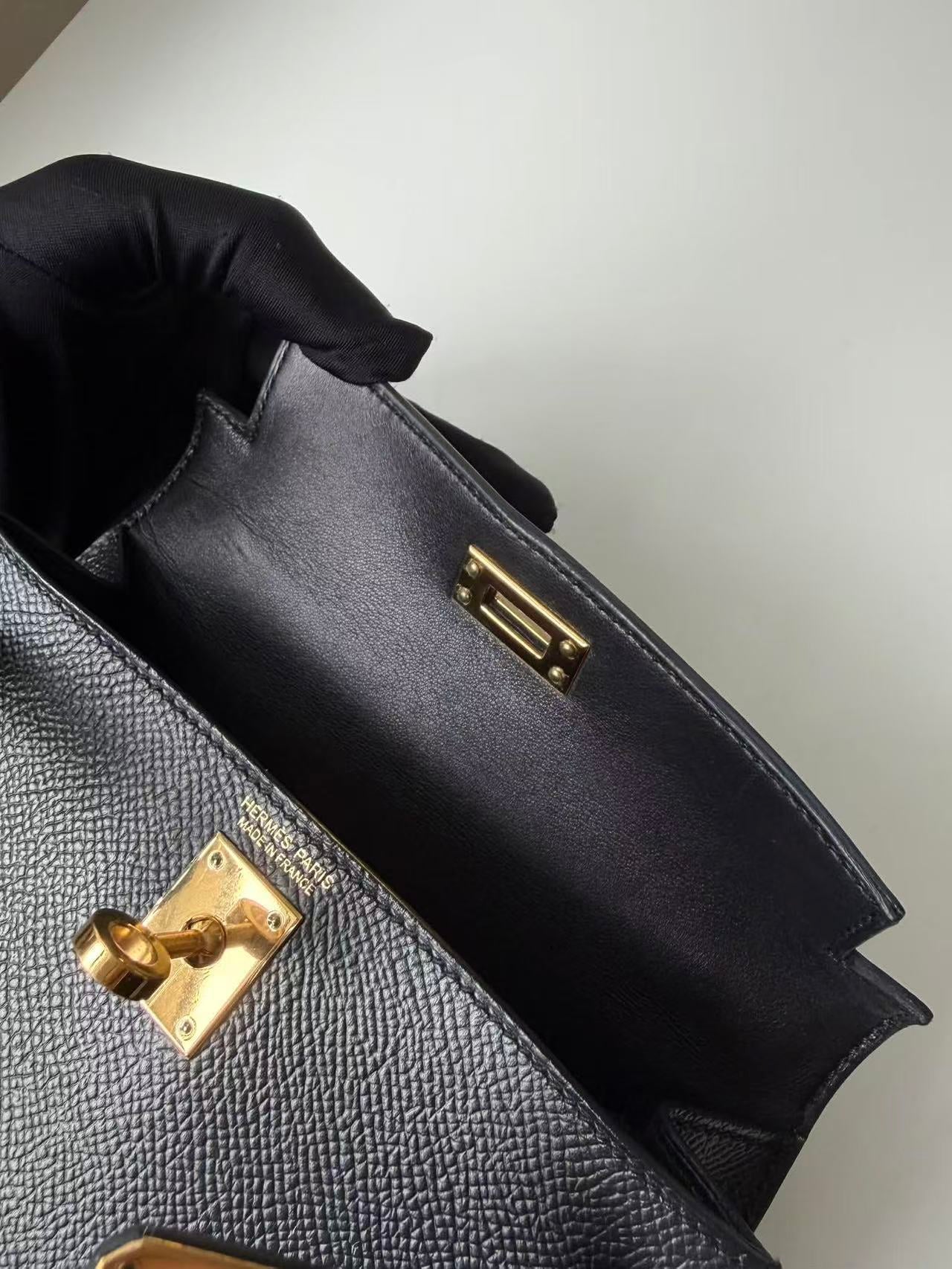 Hermès Mini Kelly 20 Black Epsom Leather Gold Hardware