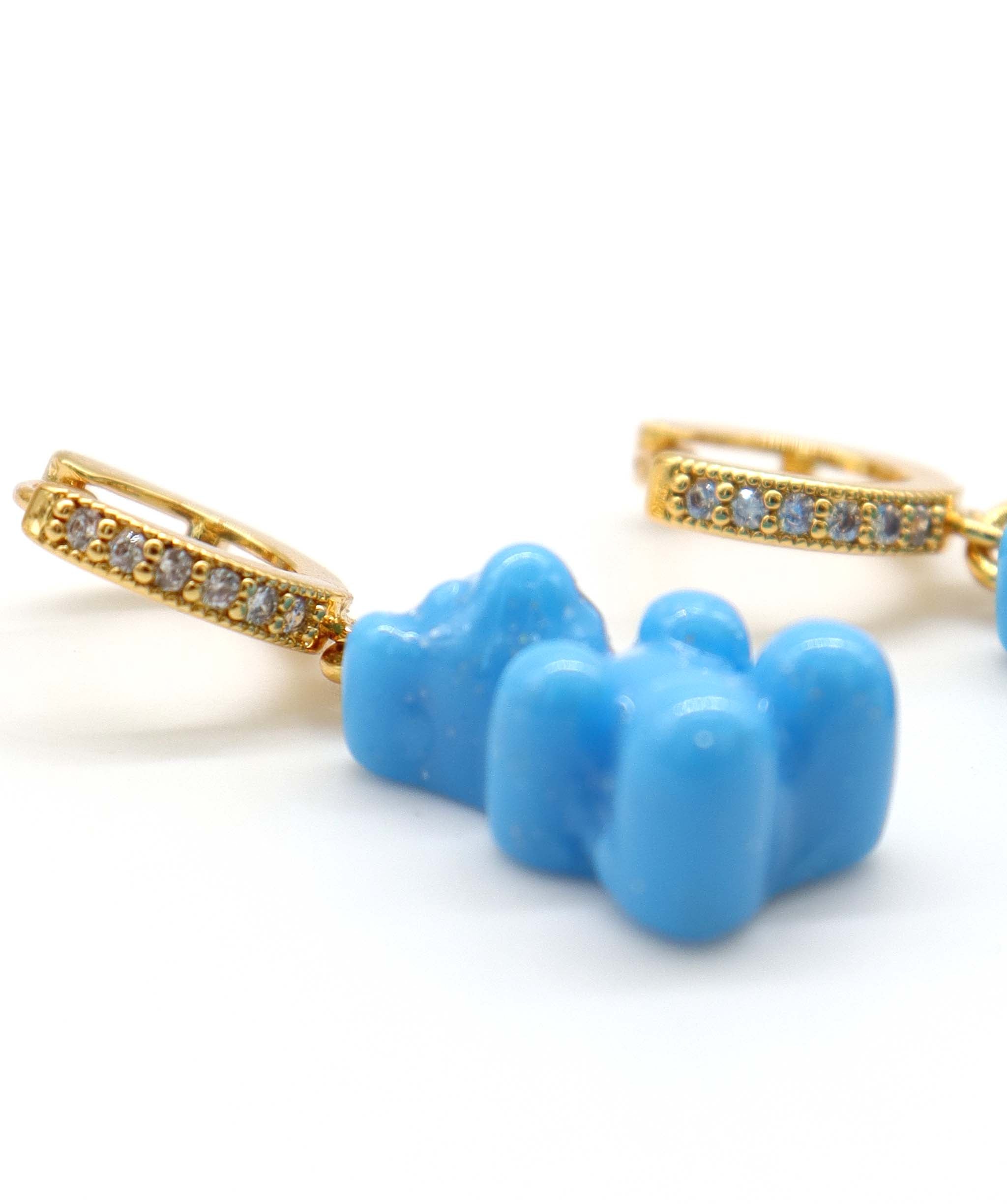 Nostalgia Bear earrings gold blue ASC7208