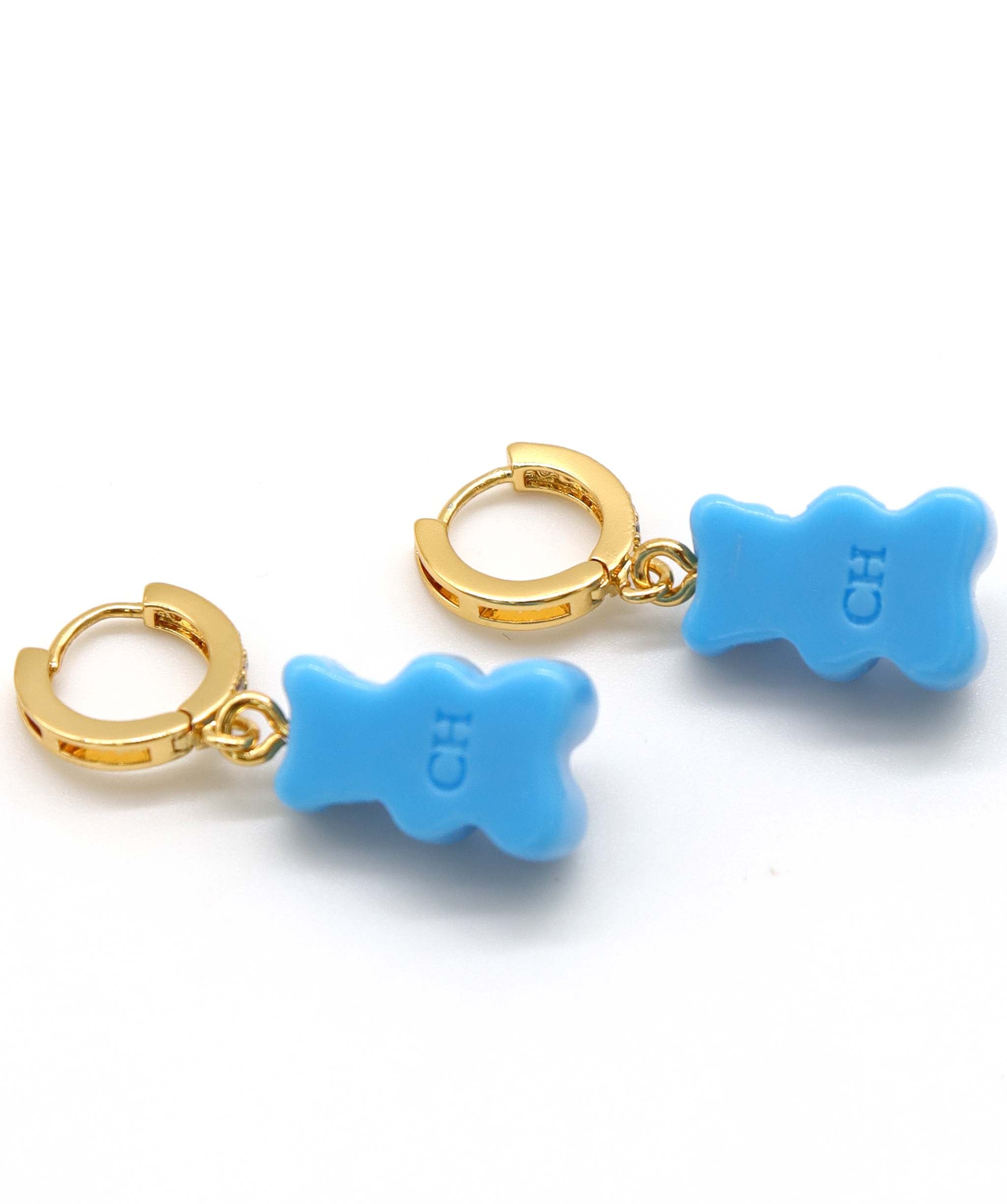 Nostalgia Bear earrings gold blue ASC7208