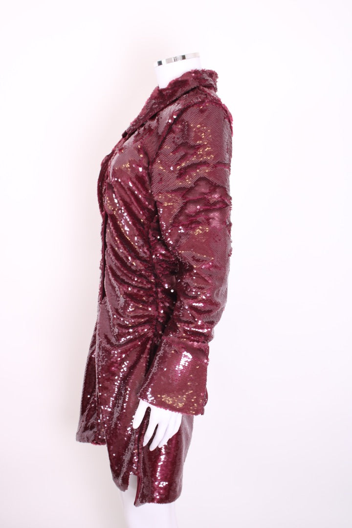 Ganni L/S Sequin Dress Burgundy 38