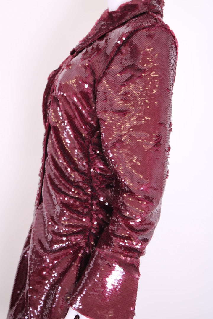 Ganni L/S Sequin Dress Burgundy 38