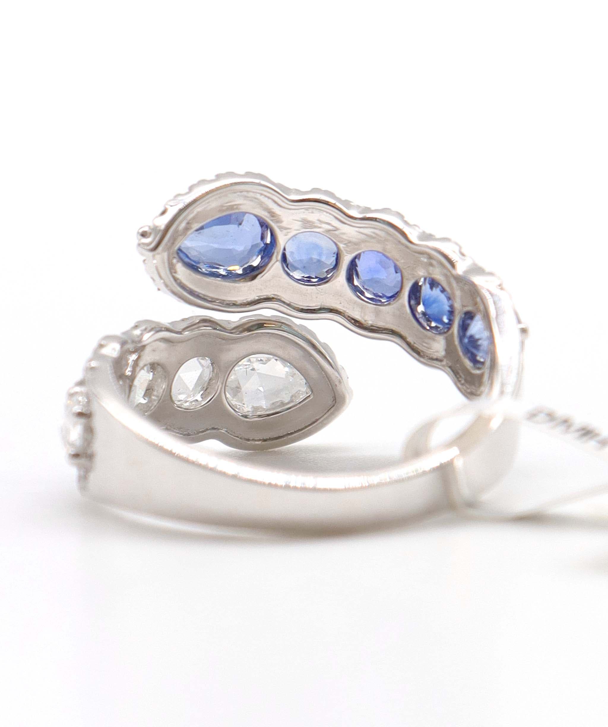 2.59ct SMALL DIAMONDS BLUE SAPPHIRE PEAR FULL CUT (H) RING R4469