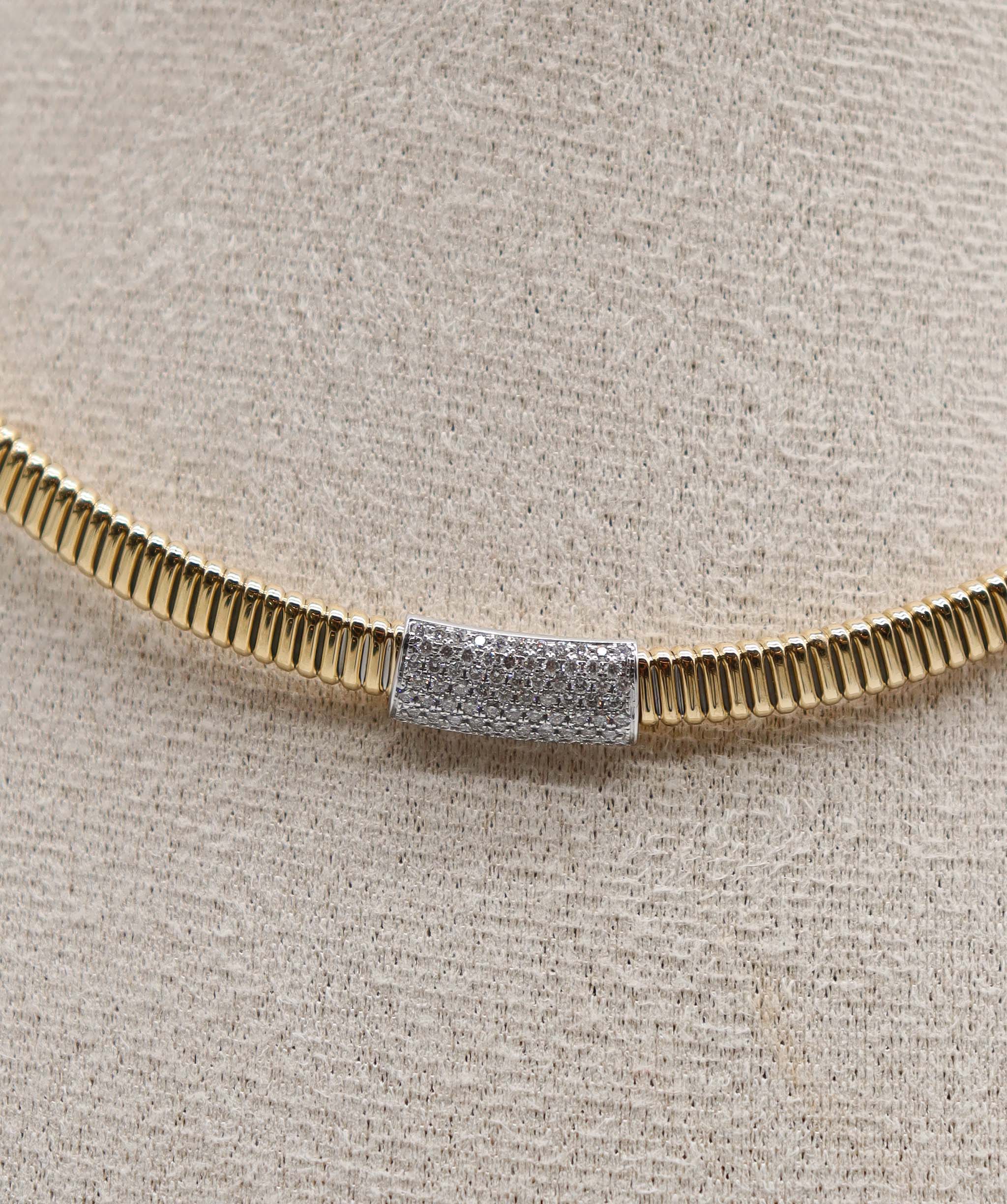 18k YG 14.18g 0.42ct Diamond Tubogas Necklace AFI095