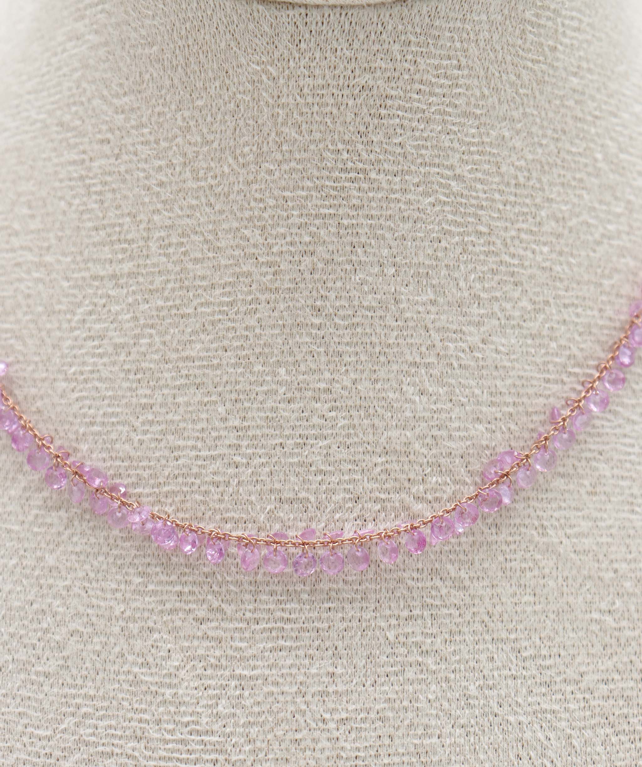 7.21CT PINK SAPPHIRE ROSECUT (H)18" NECKLACE C12678