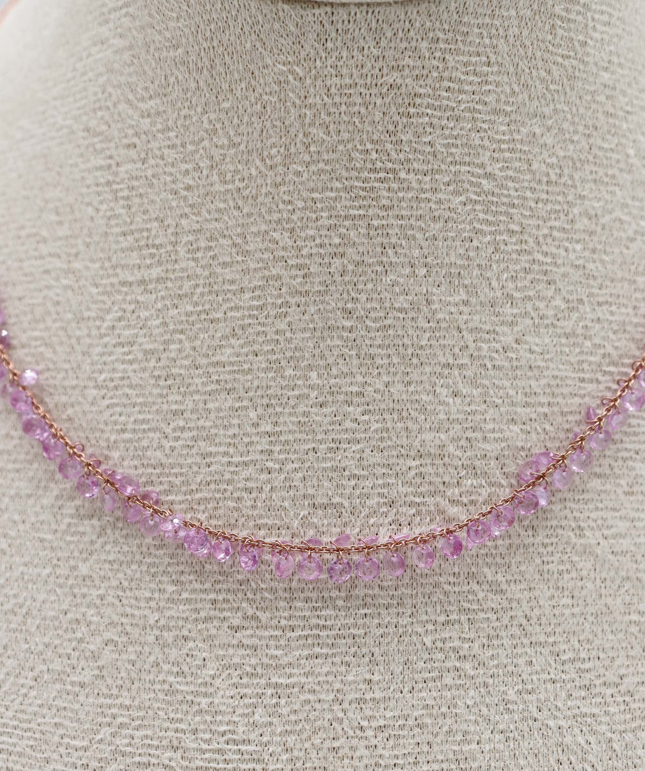 7.21CT PINK SAPPHIRE ROSECUT (H)18" NECKLACE C12678