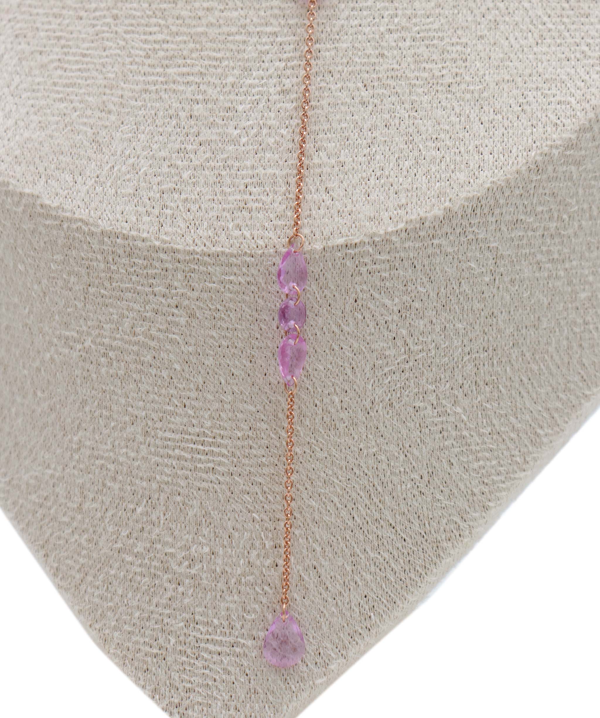 5.25CT PINK SAPPHIRE ROSECUT 3D (H) NECKLACE C12633