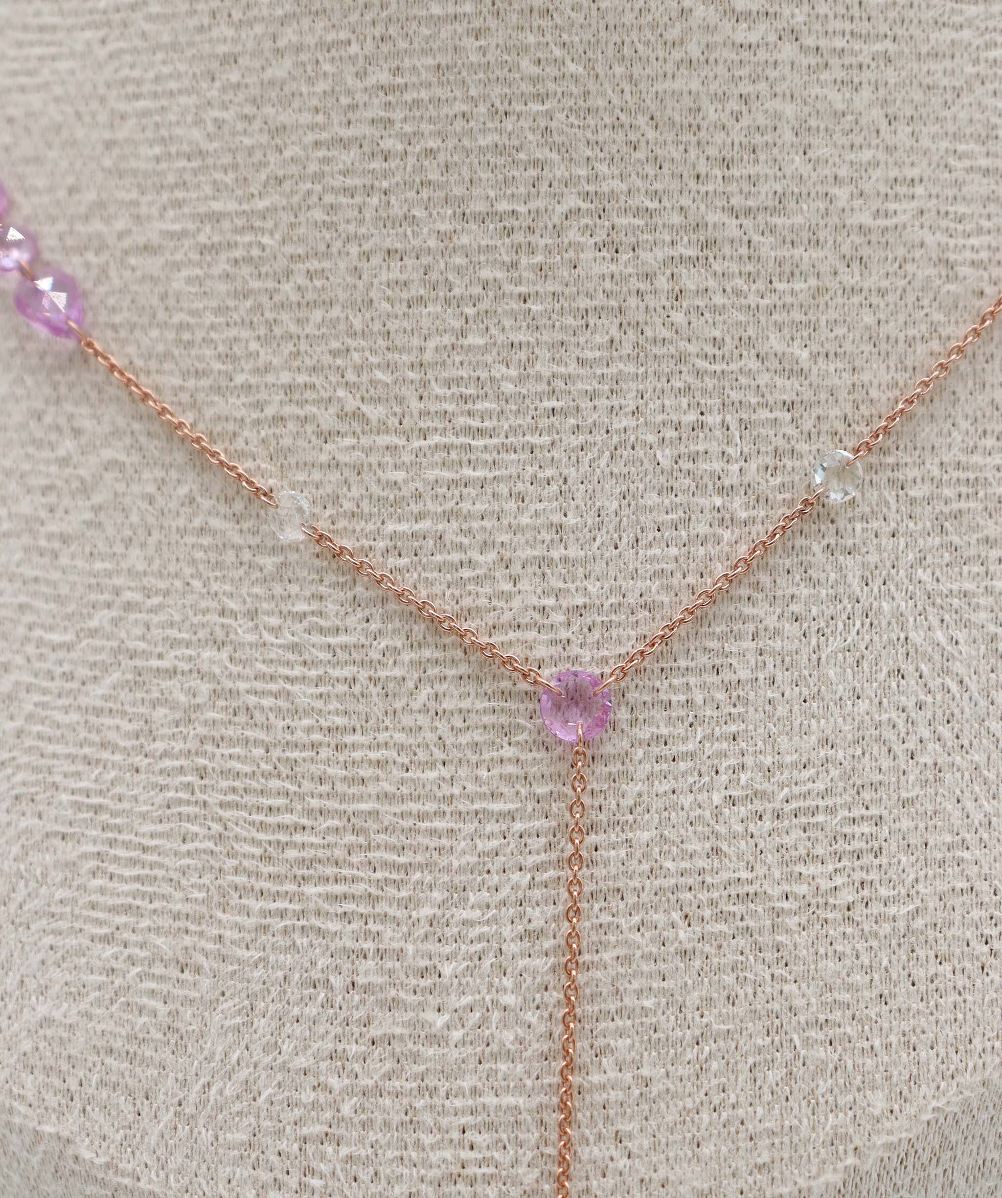5.25CT PINK SAPPHIRE ROSECUT 3D (H) NECKLACE C12633