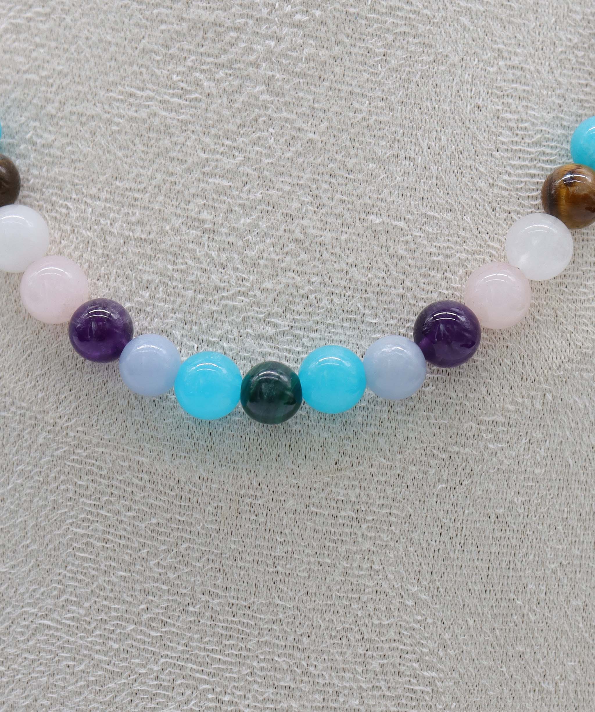 Candy Necklace: malachite, tiger’s eye, amethyst, amazonite, aquamarine, rose quartz, angelite, white agate DXBCS4475 DXBS6405